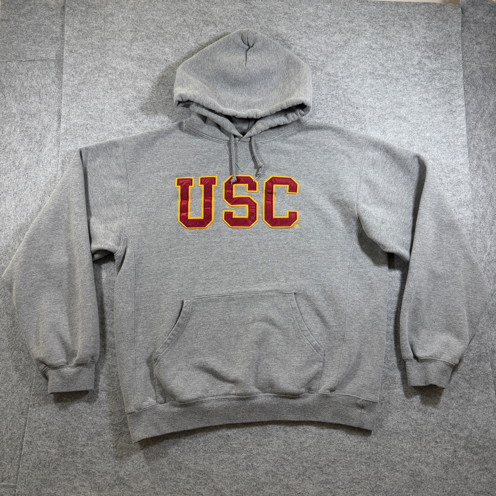 Vintage USC Trojans Hoodie Mens L Gray Heavyweight Fleece NCAA College Heritage