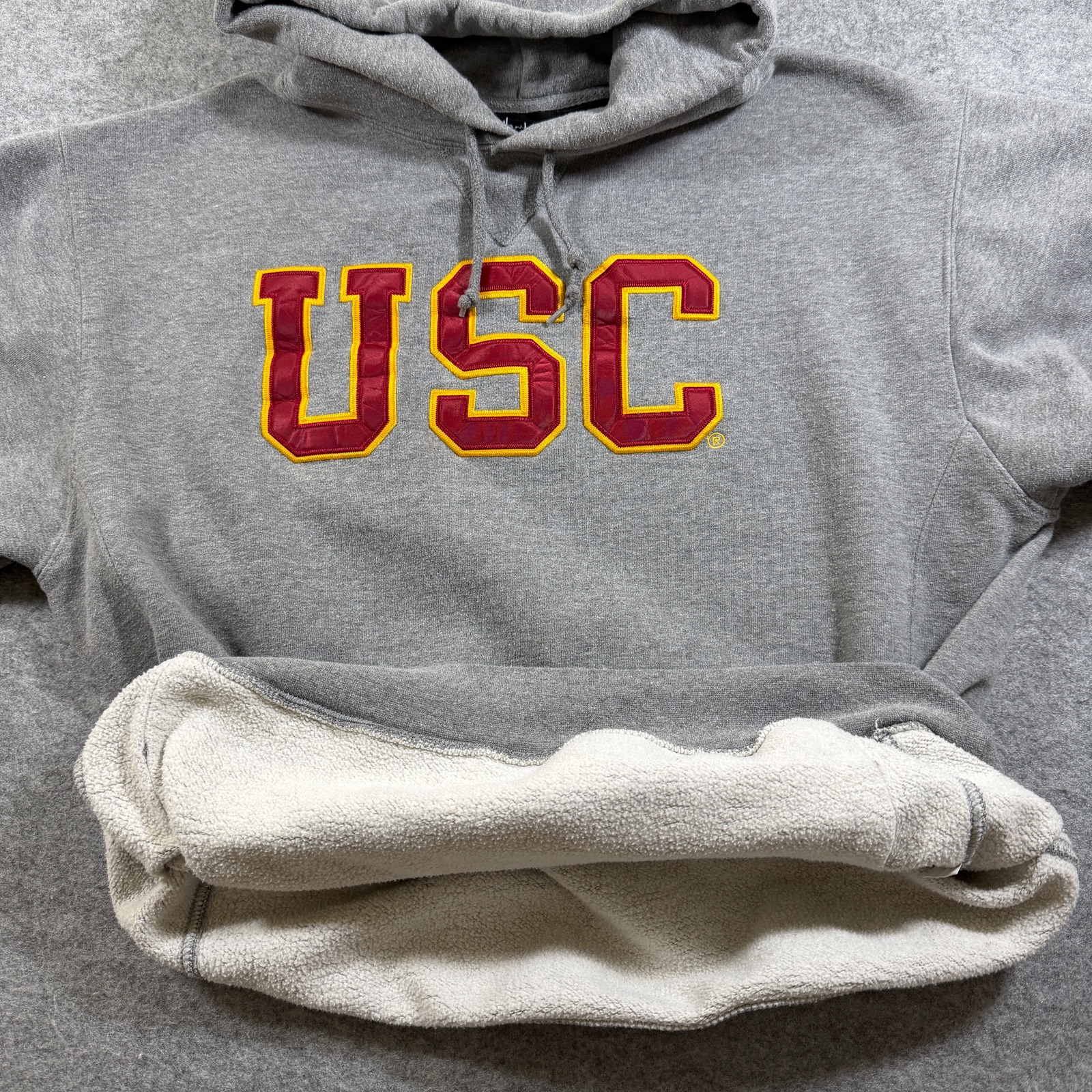 Vintage USC Trojans Hoodie Mens L Gray Heavyweight Fleece NCAA College Heritage thumbnail 4