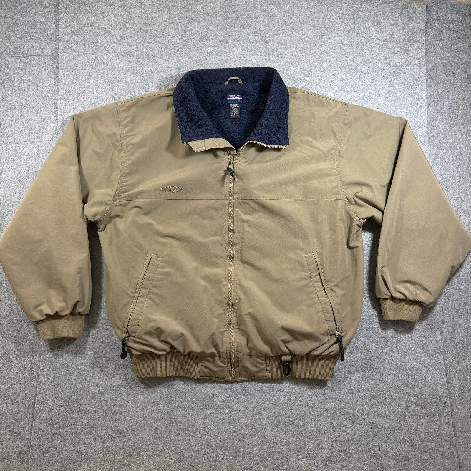 Vintage White Sierra Jacket Mens XL Tan Fleece Lined Water Resistant Hiking