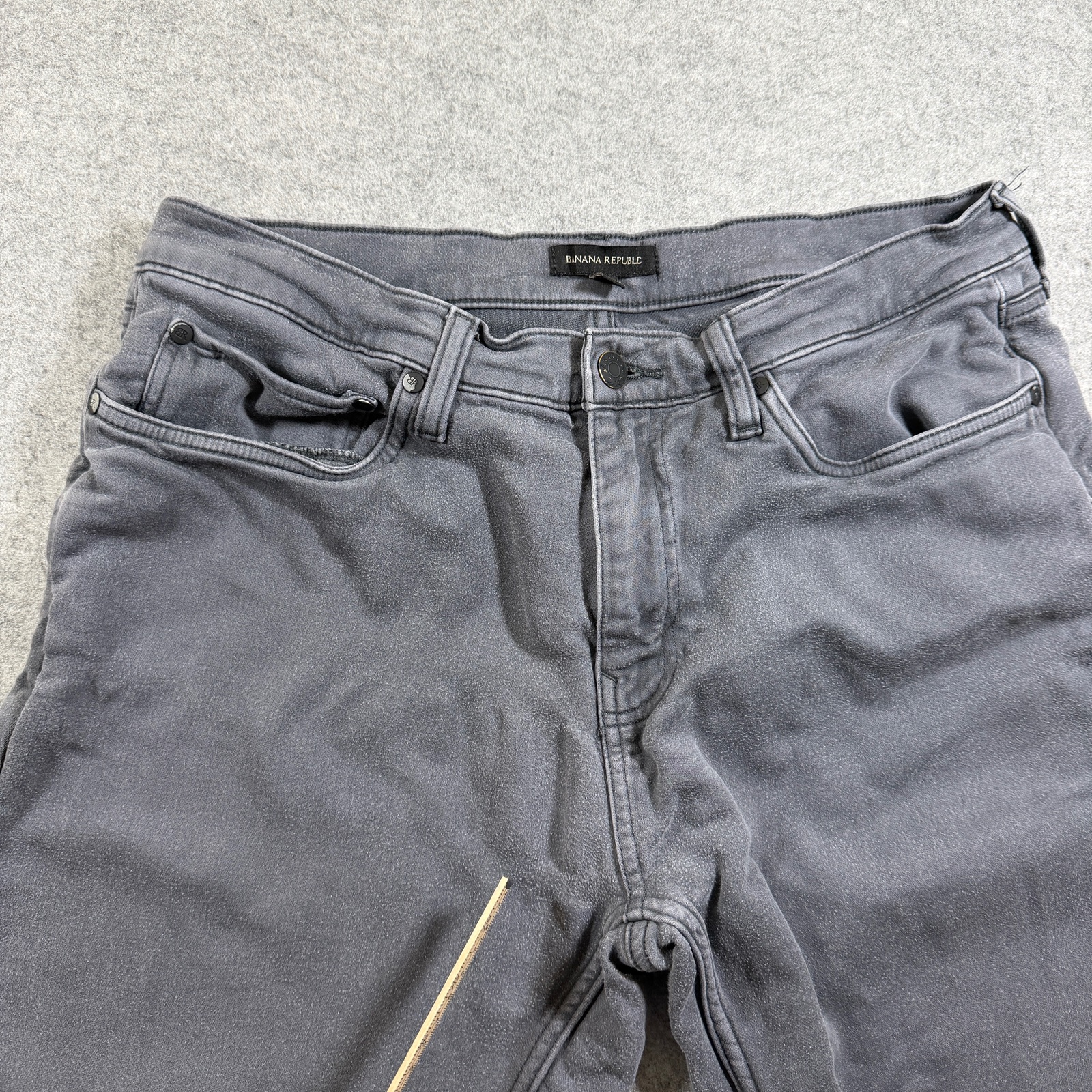 Banana Republic Twill Jeans Mens 34x30 Gray Faded Slim Straight Cotton Pants thumbnail 4