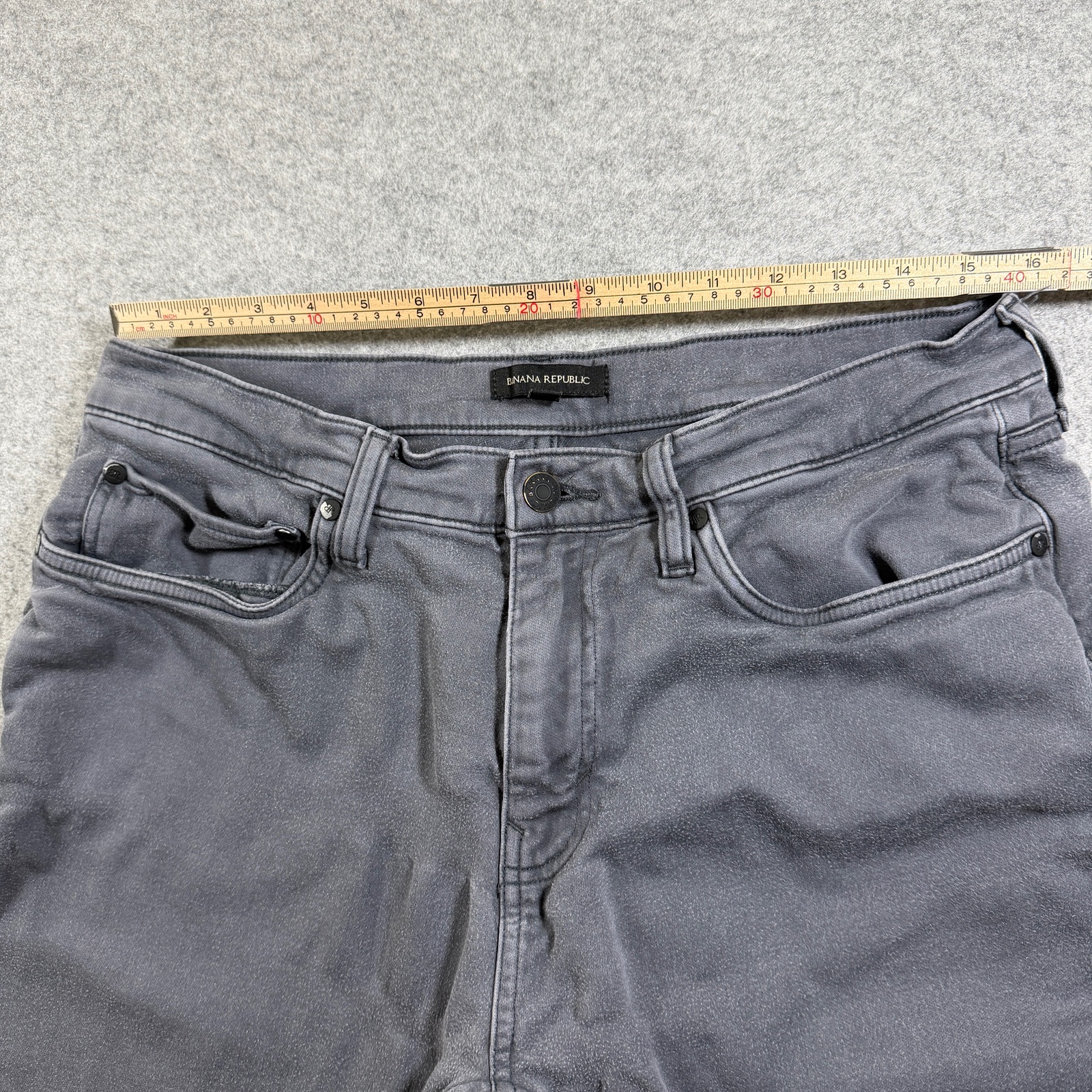 Banana Republic Twill Jeans Mens 34x30 Gray Faded Slim Straight Cotton Pants thumbnail 6