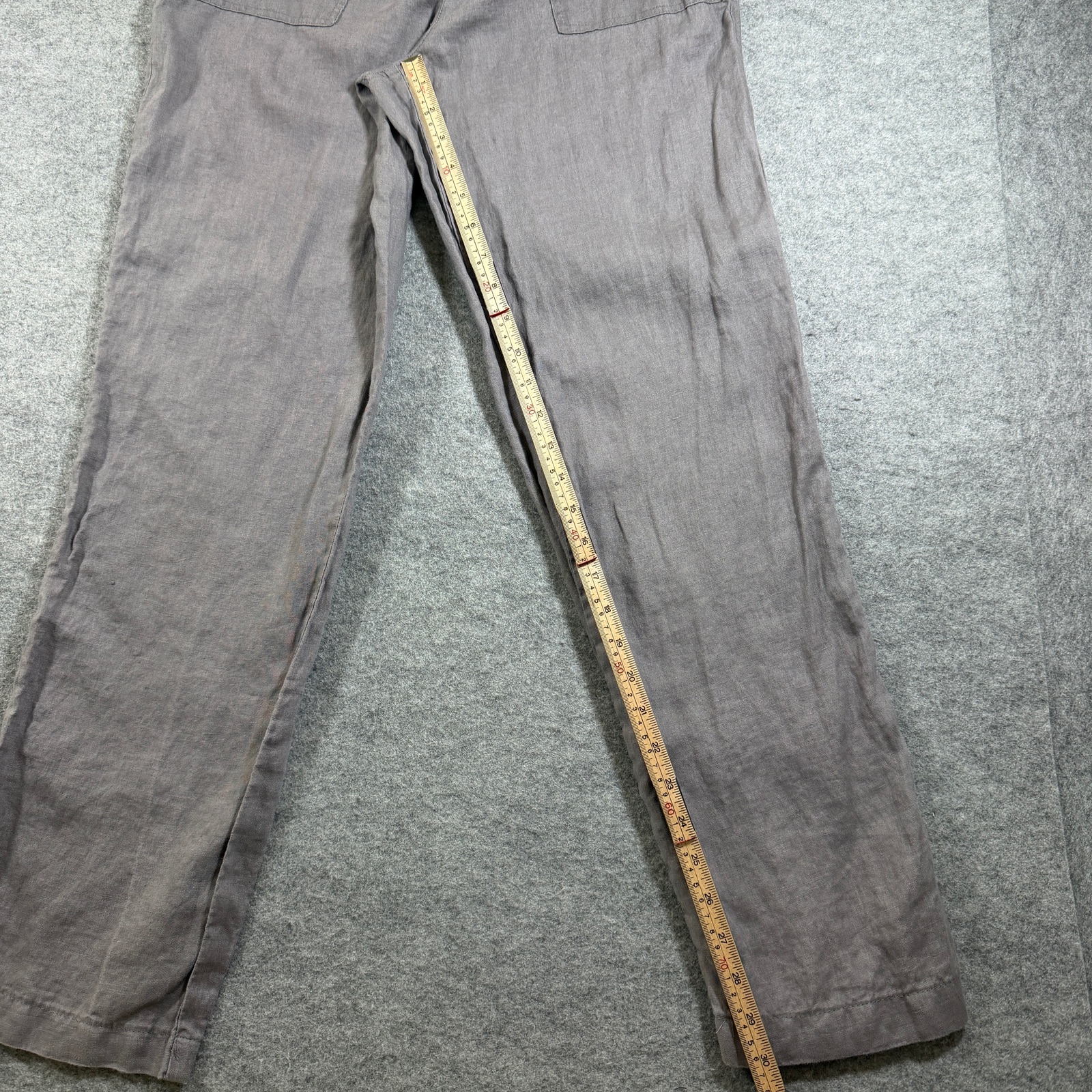 Tahari 100% Linen Pants Womens 6 Gray High Rise Belted Dress Trousers Summer thumbnail 7