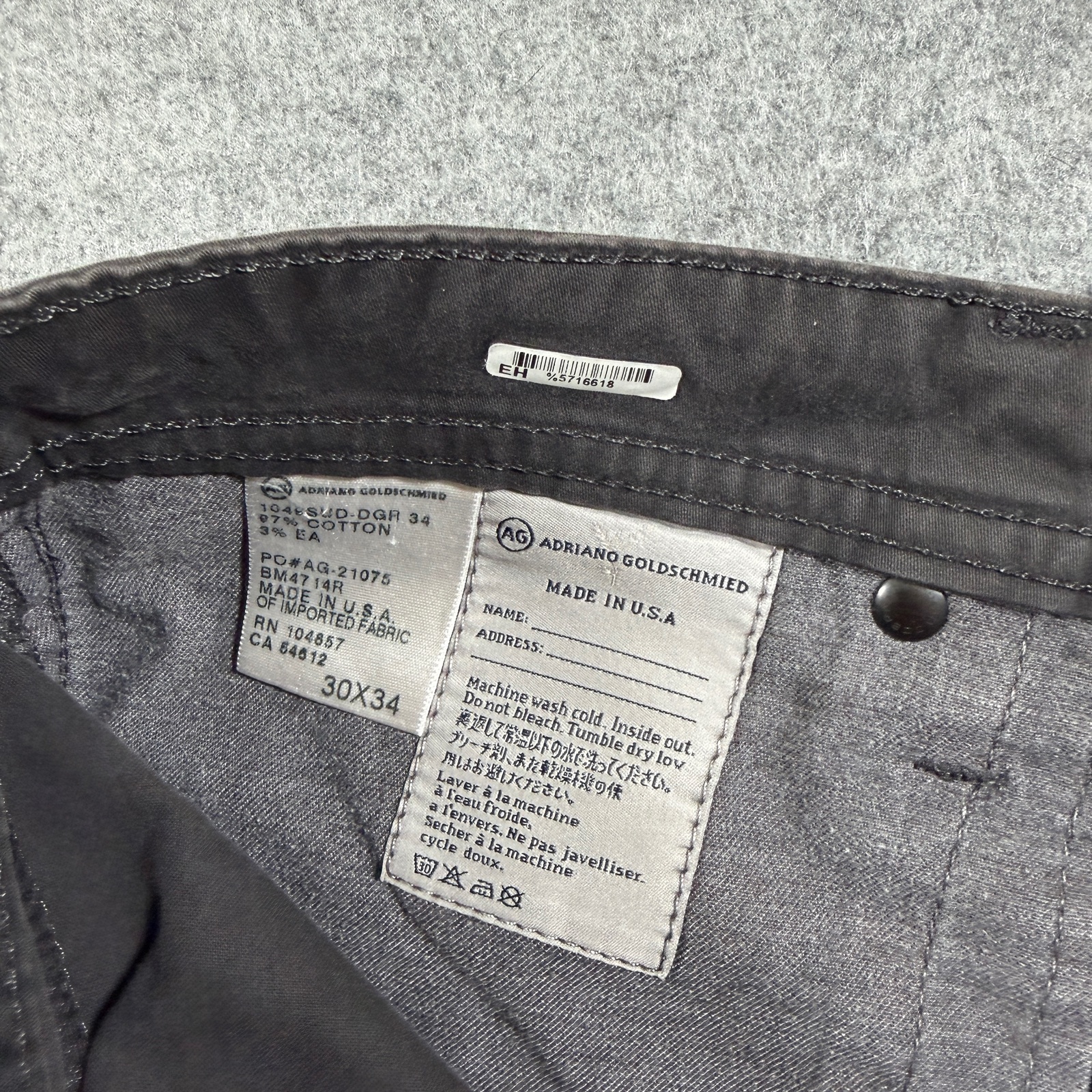 AG Adriano Goldschmied Jeans Mens 30x28 Brown The Protege Straight Leg Made USA thumbnail 4