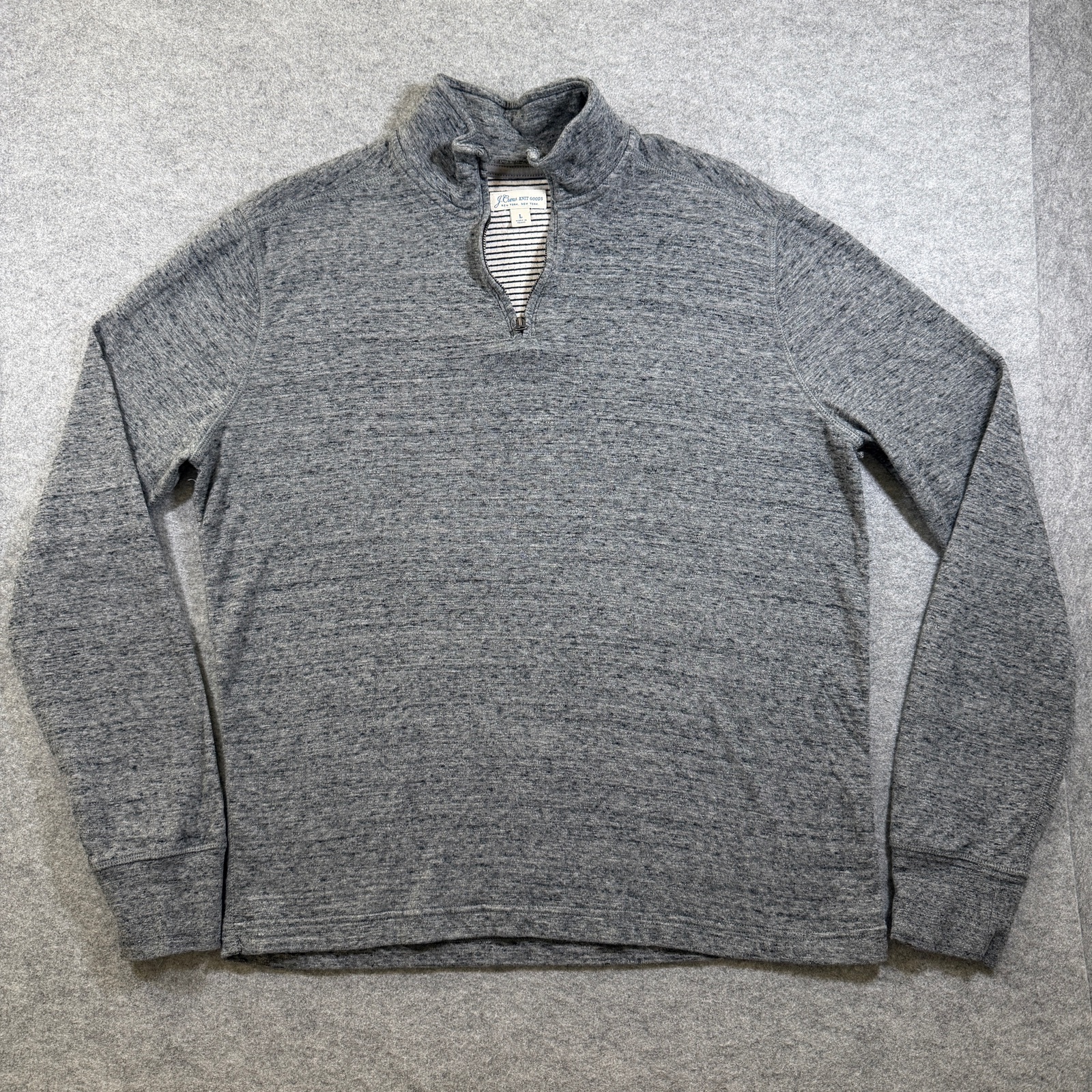 J.Crew Knit Goods 1/4 Zip Pullover Mens L Heather Gray Cotton Preppy Sweater