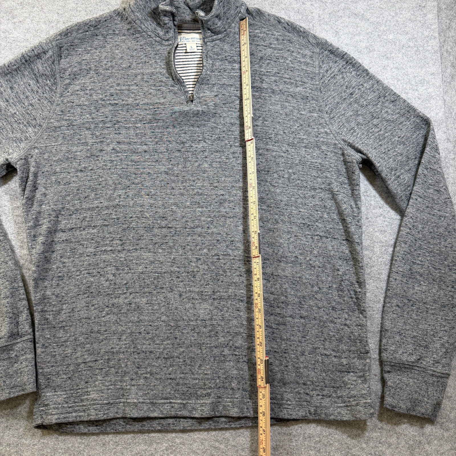 J.Crew Knit Goods 1/4 Zip Pullover Mens L Heather Gray Cotton Preppy Sweater thumbnail 6