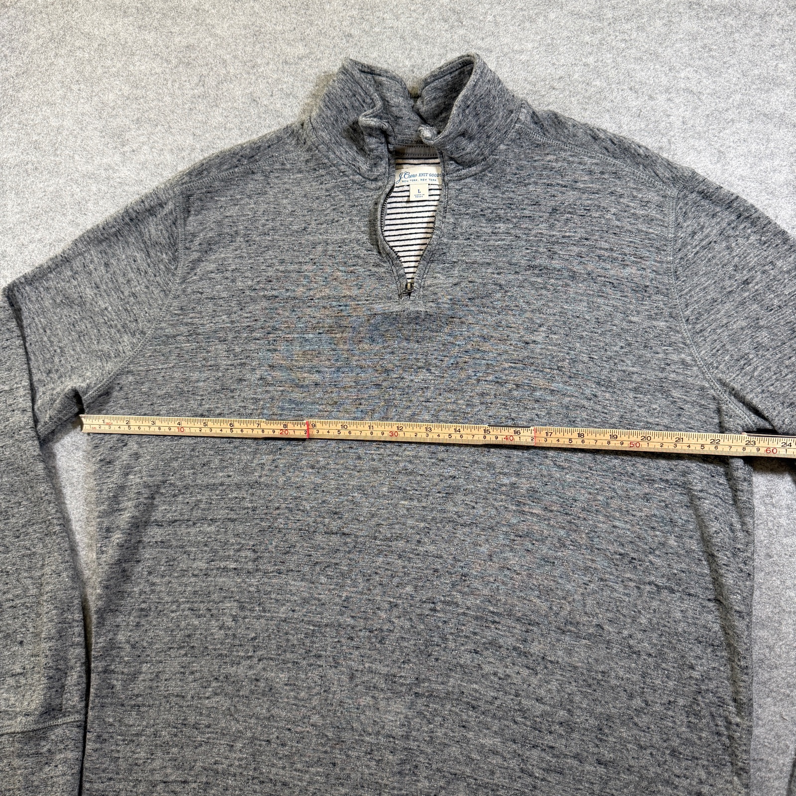 J.Crew Knit Goods 1/4 Zip Pullover Mens L Heather Gray Cotton Preppy Sweater thumbnail 7