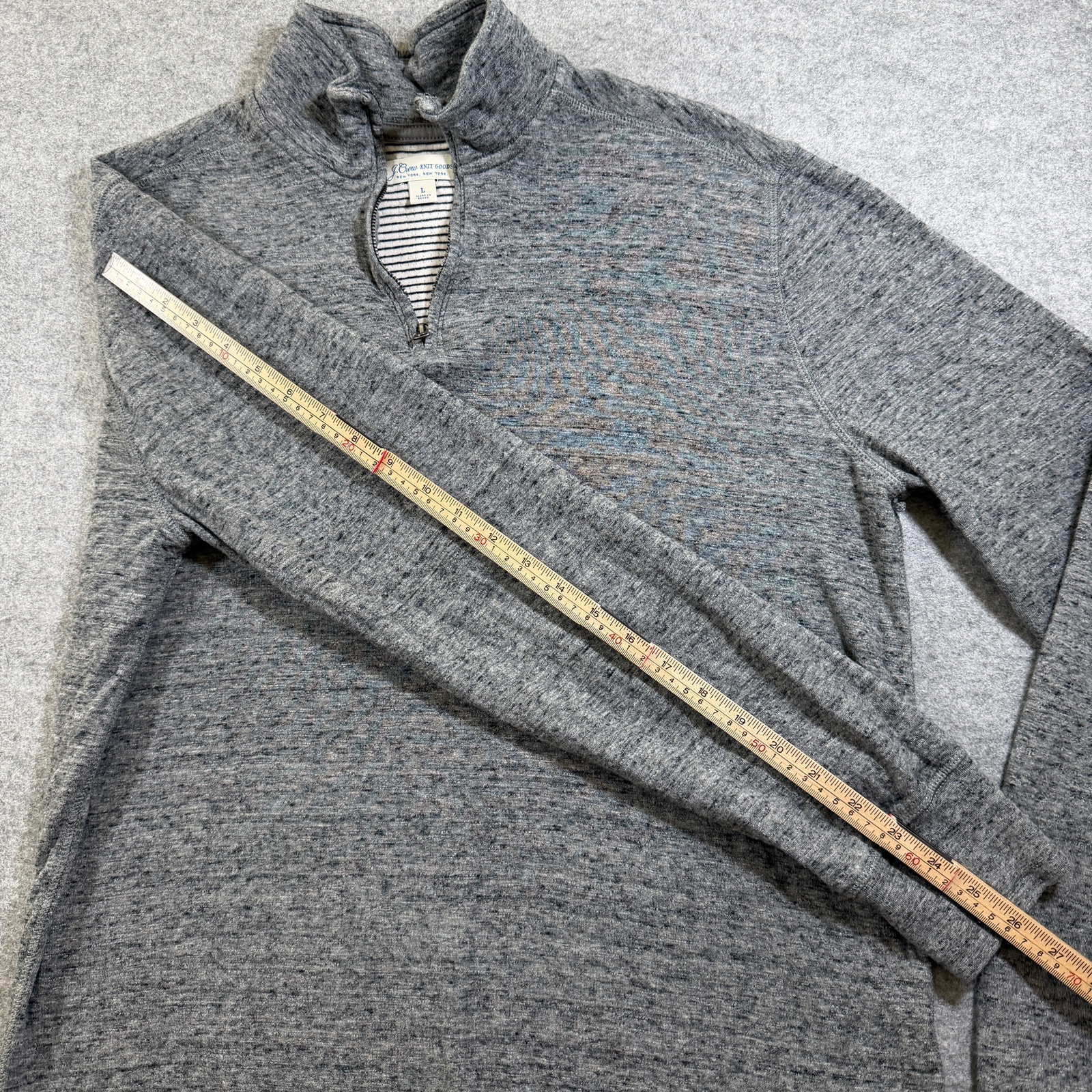 J.Crew Knit Goods 1/4 Zip Pullover Mens L Heather Gray Cotton Preppy Sweater thumbnail 8