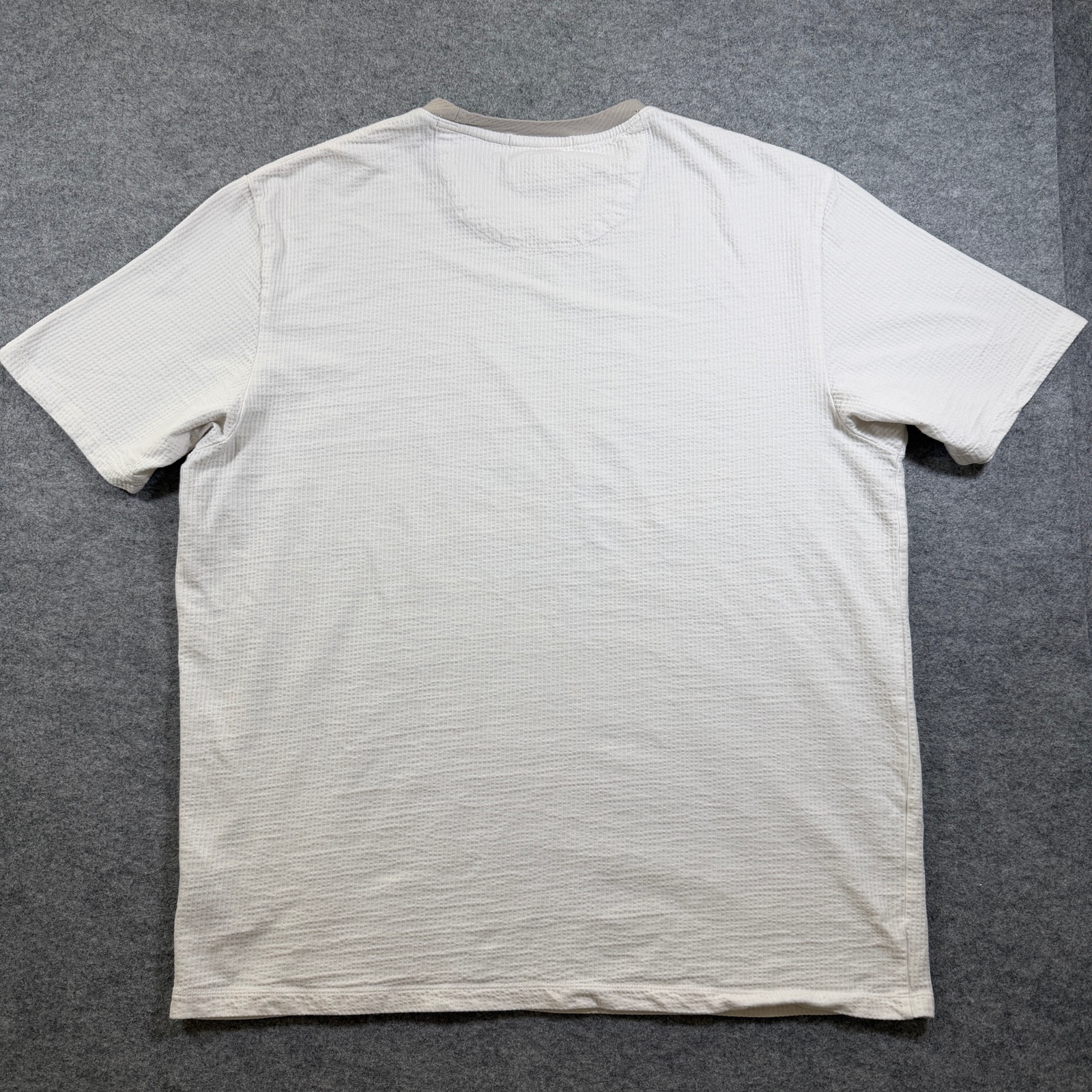 Scotch & Soda Waffle Knit T Shirt Mens XL White Ringer Collar Logo Patch thumbnail 2