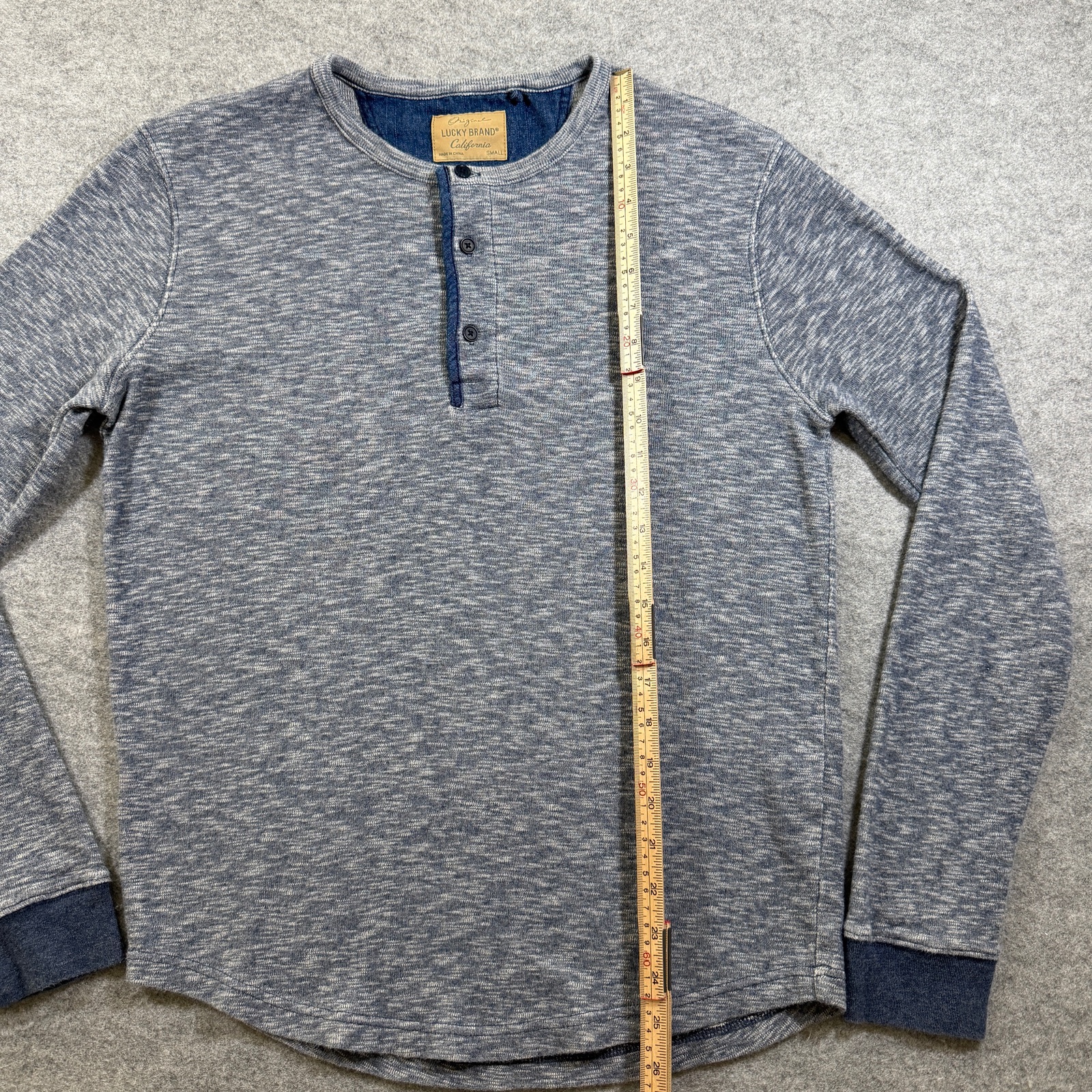 Lucky Brand Original Knit Henley Mens S Heather Blue Cotton Long Sleeve Casual thumbnail 6