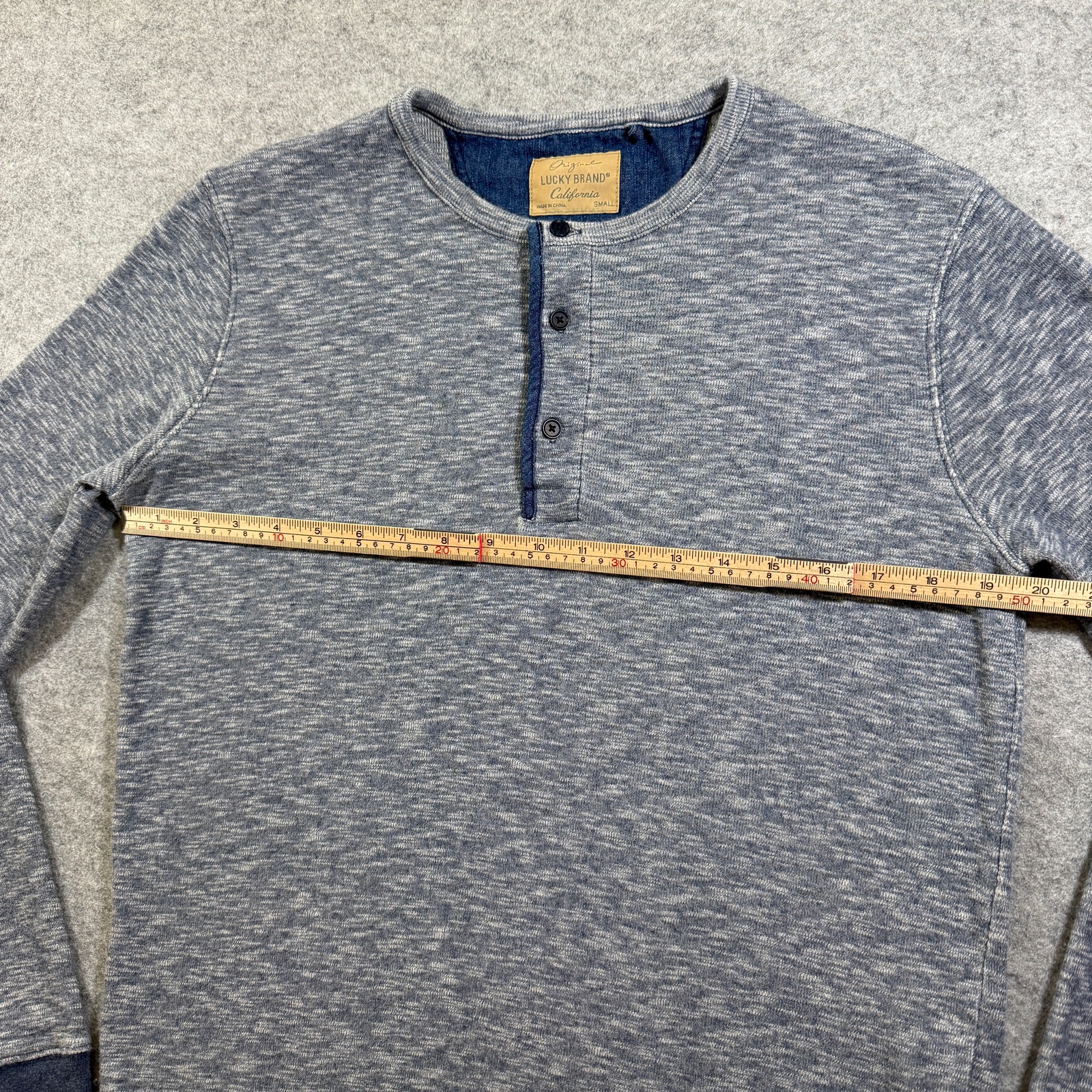 Lucky Brand Original Knit Henley Mens S Heather Blue Cotton Long Sleeve Casual thumbnail 7