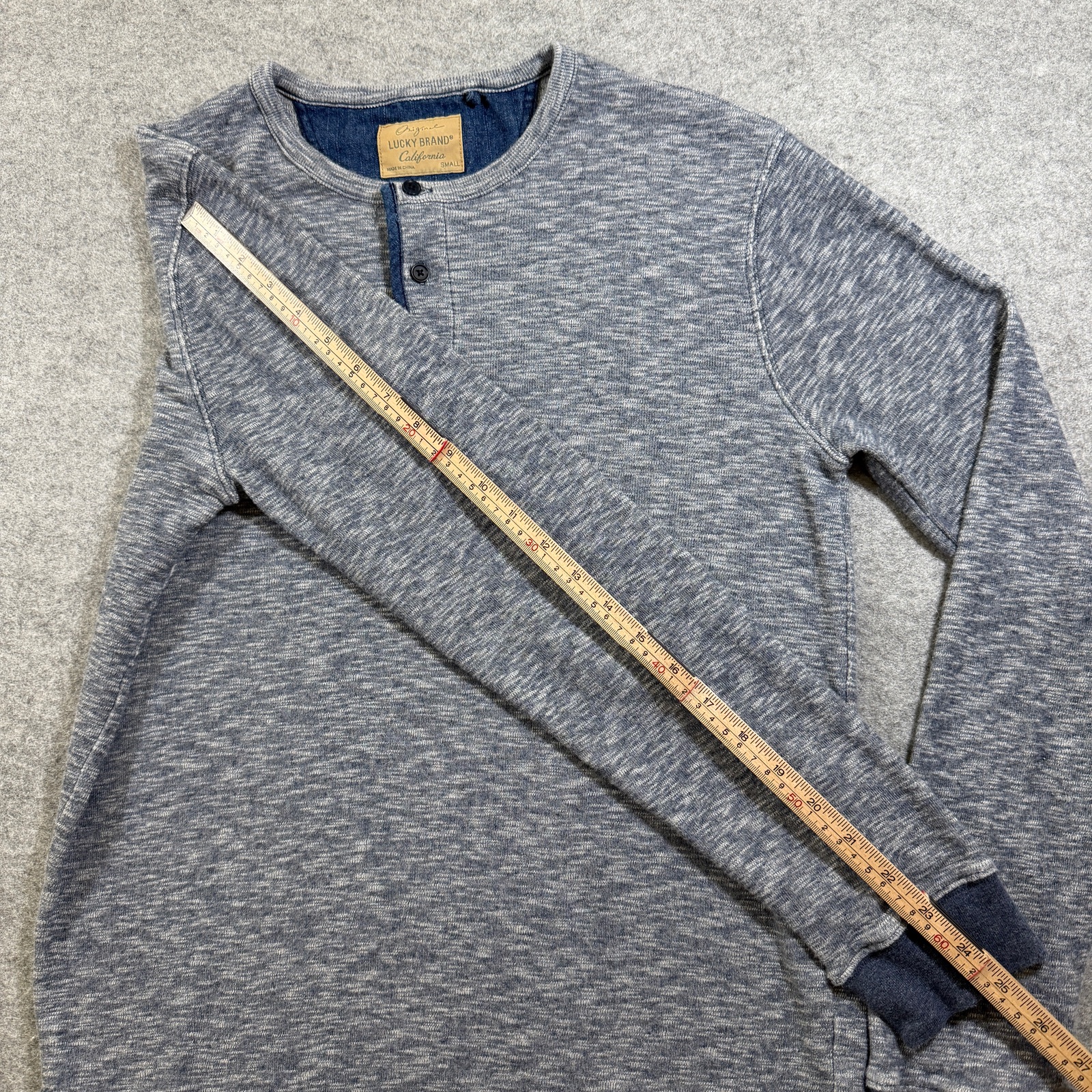 Lucky Brand Original Knit Henley Mens S Heather Blue Cotton Long Sleeve Casual thumbnail 8