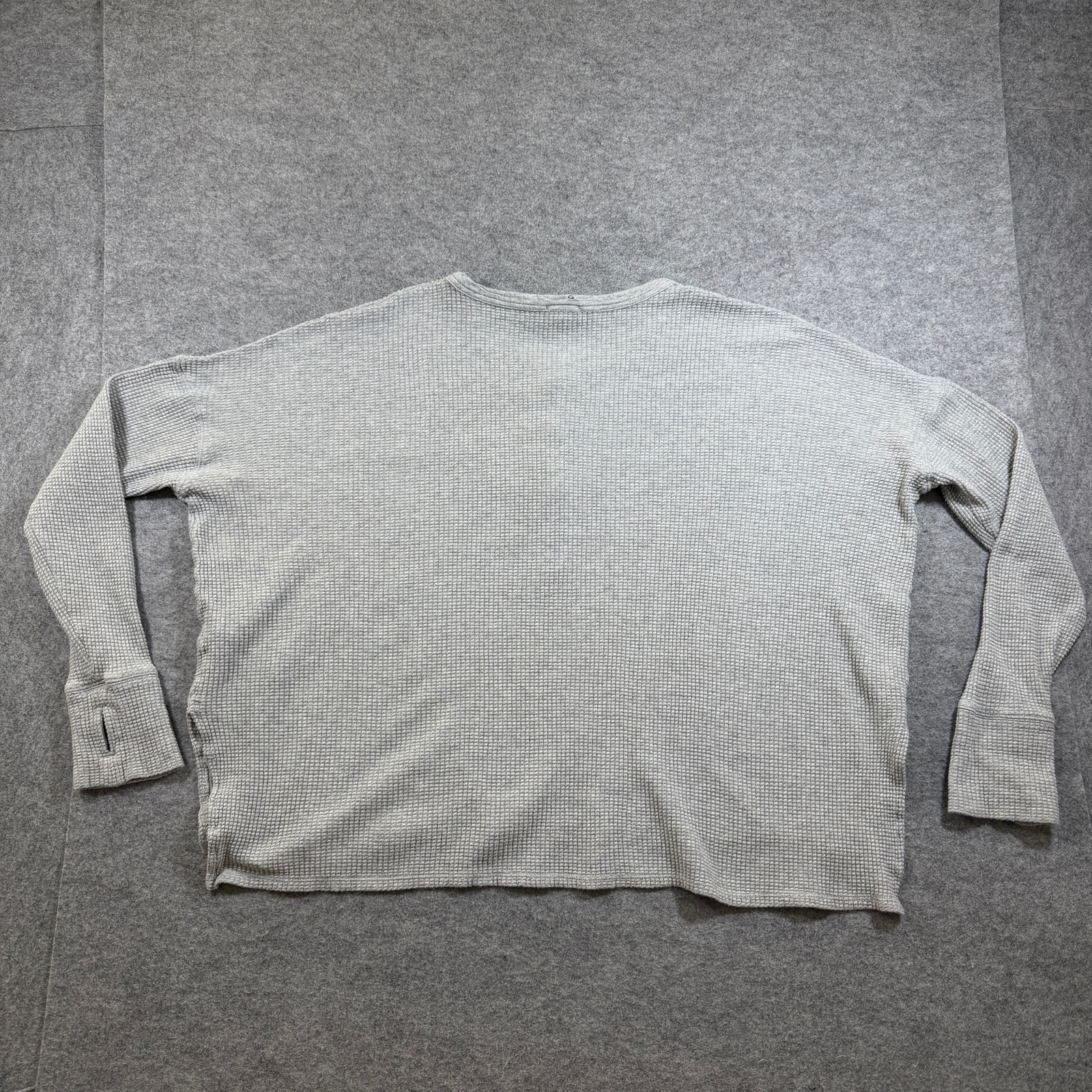 OFFLINE by Aerie Waffle Henley Top Womens S Gray Boxy Thumbhole Lounge Active thumbnail 2