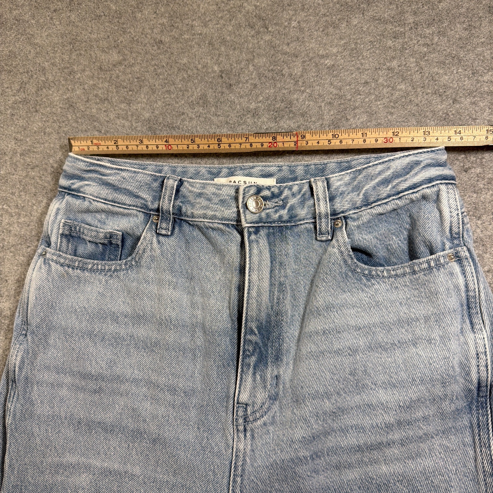 PacSun 90s Boyfriend Jeans Womens 28 Light Blue Wash Pintuck Split Hem Cotton thumbnail 7