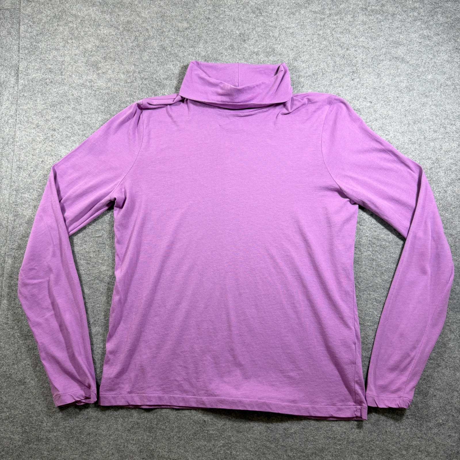 J. Crew Turtleneck Top Womens L Purple Lilac Slim Fit Stretch Cotton Jersey