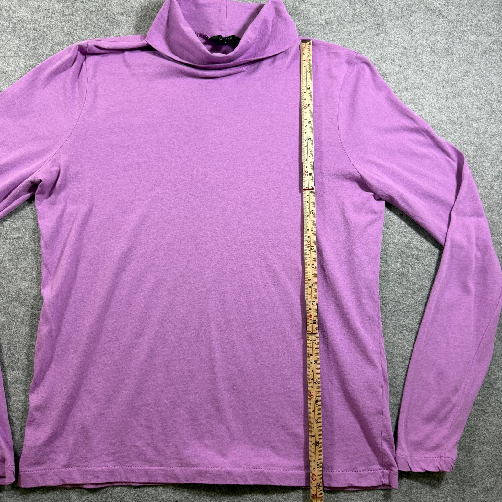 J. Crew Turtleneck Top Womens L Purple Lilac Slim Fit Stretch Cotton Jersey thumbnail 6