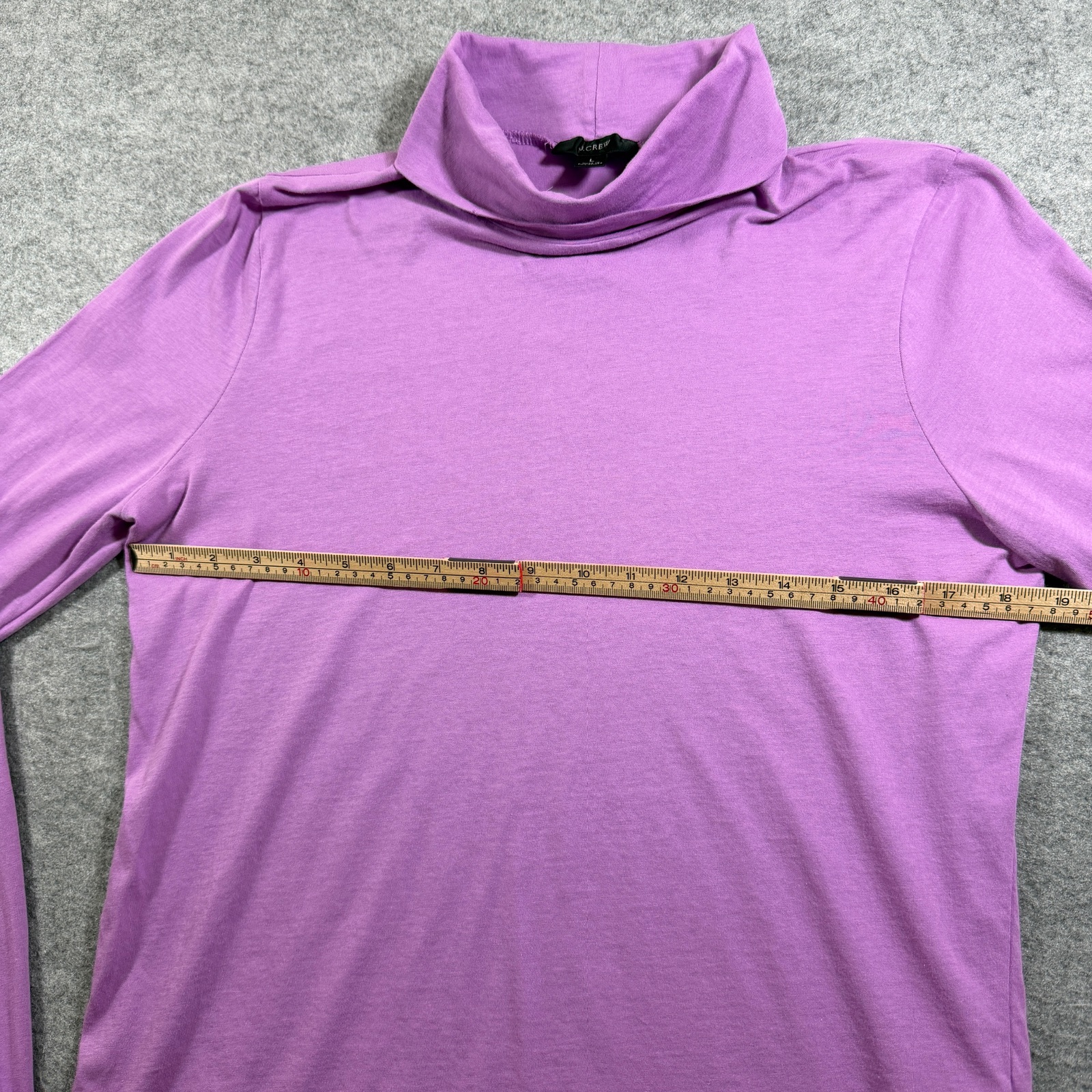 J. Crew Turtleneck Top Womens L Purple Lilac Slim Fit Stretch Cotton Jersey thumbnail 7