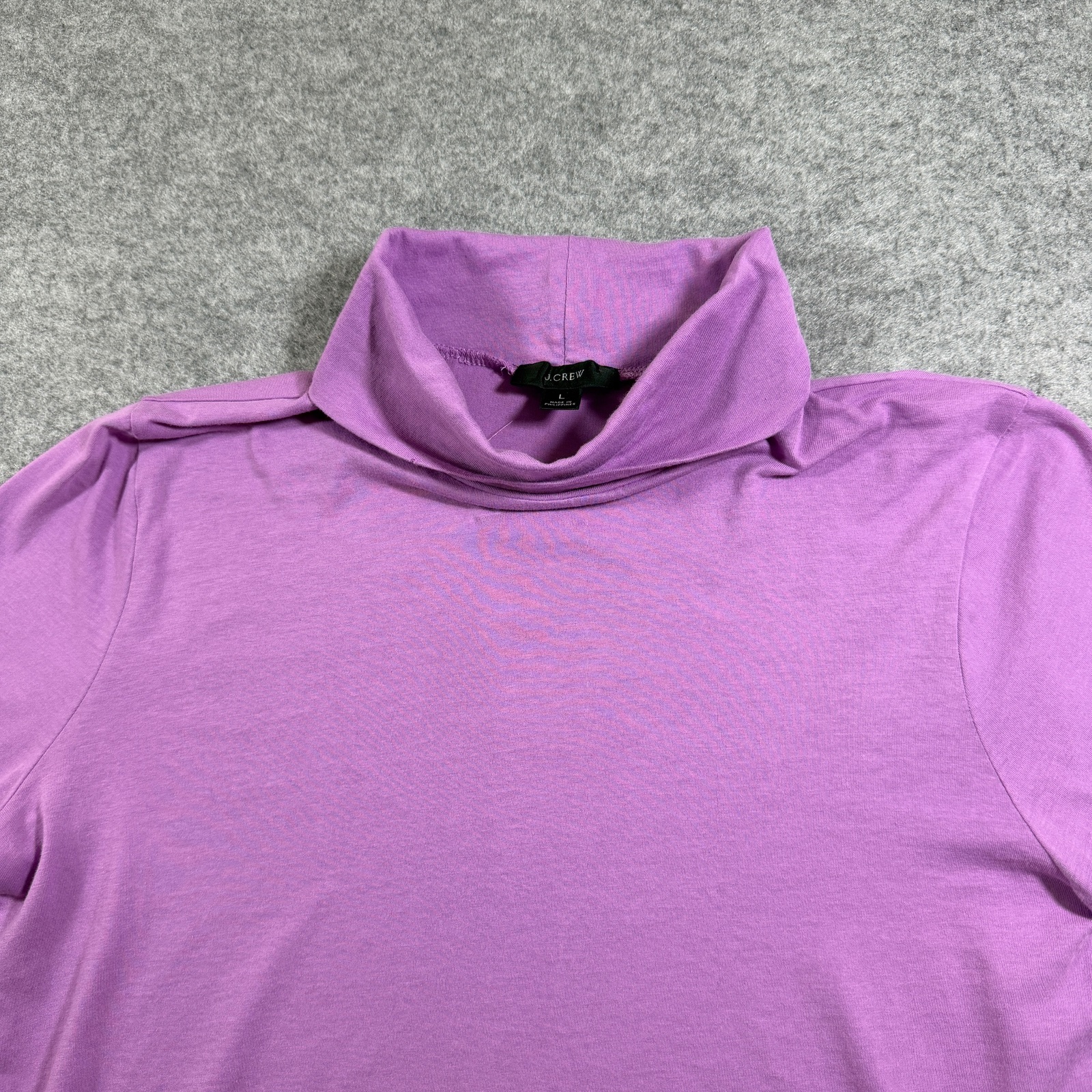 J. Crew Turtleneck Top Womens L Purple Lilac Slim Fit Stretch Cotton Jersey thumbnail 10