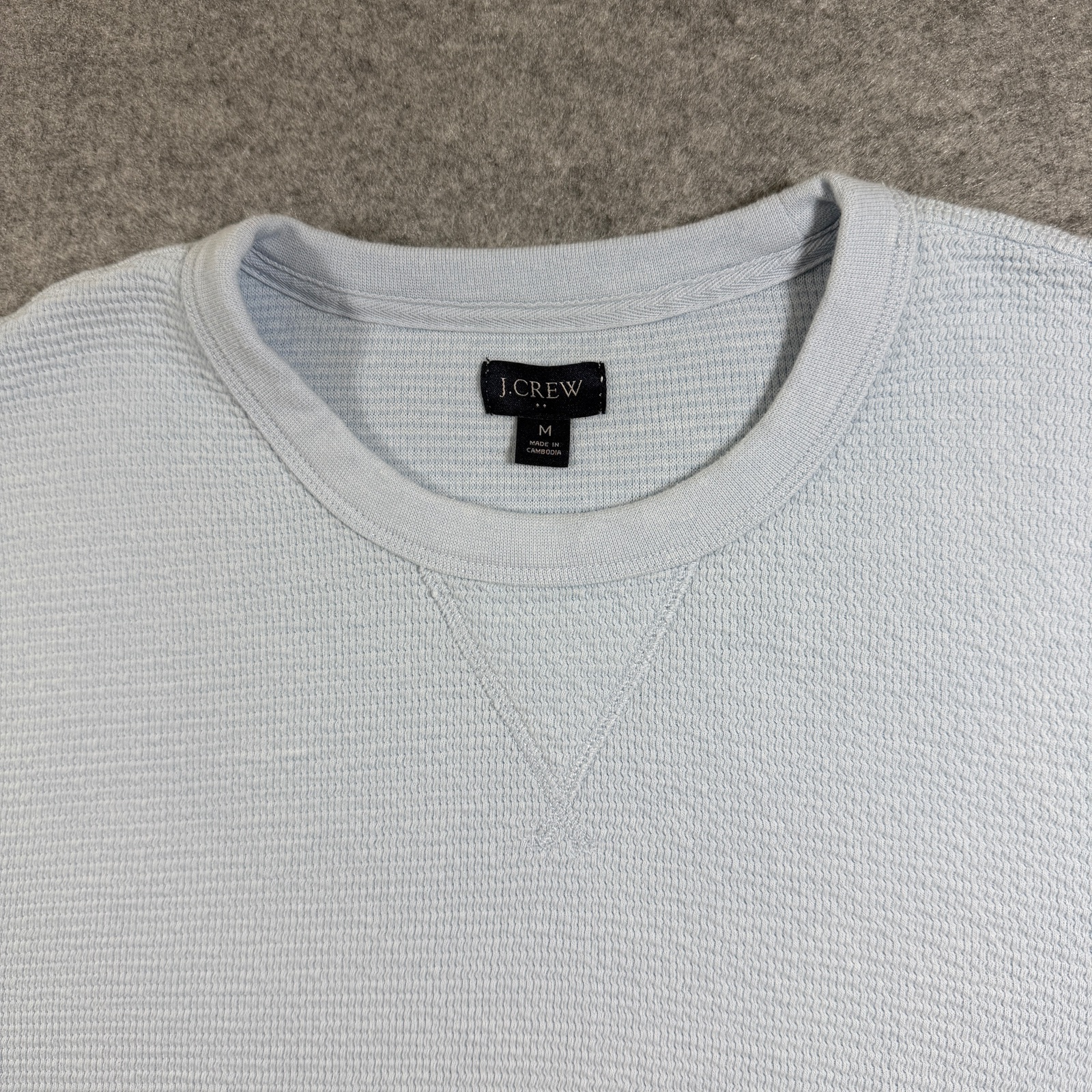 J. Crew Waffle Knit Sweatshirt Mens M Light Blue Crewneck Cotton Casual Pullover thumbnail 3