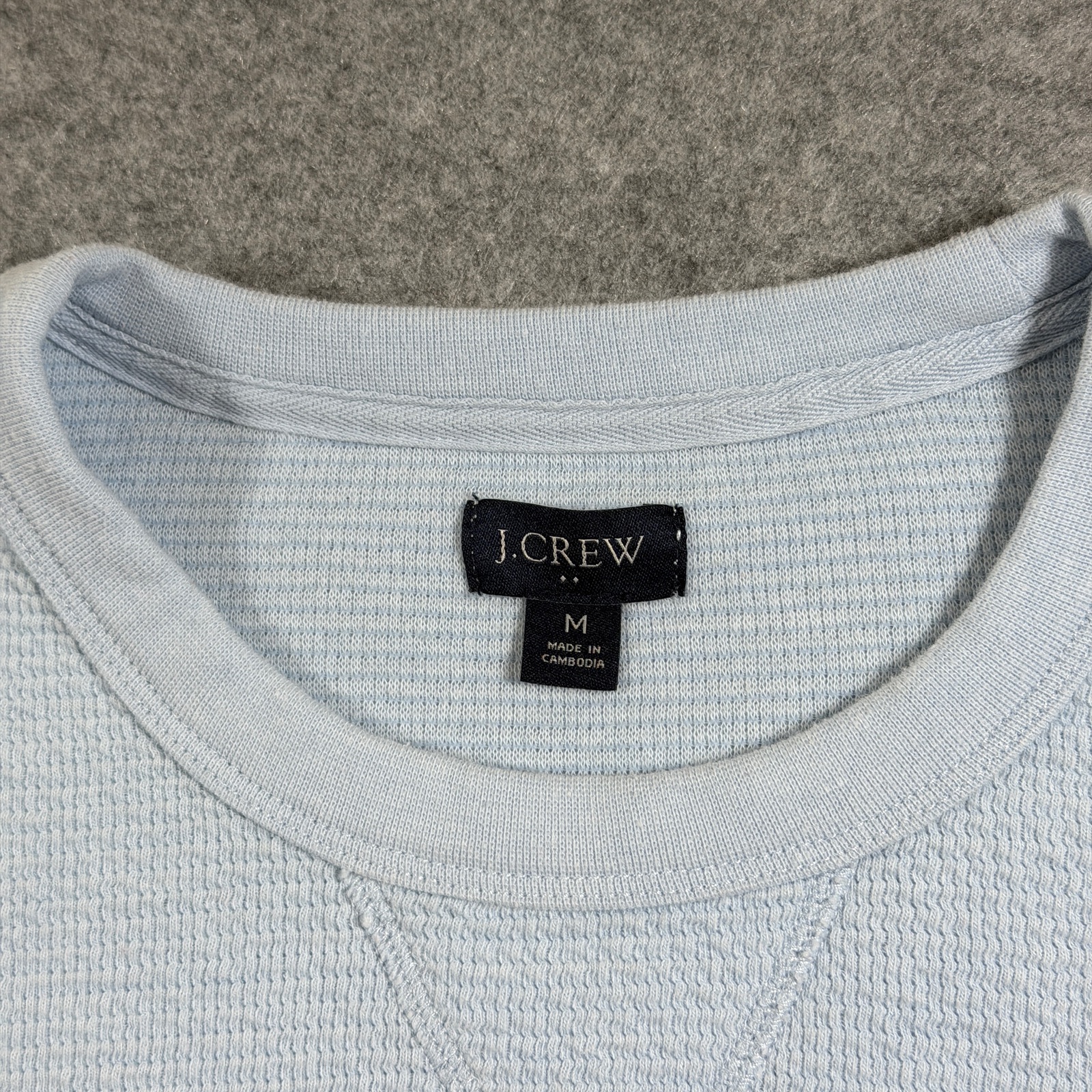 J. Crew Waffle Knit Sweatshirt Mens M Light Blue Crewneck Cotton Casual Pullover thumbnail 4
