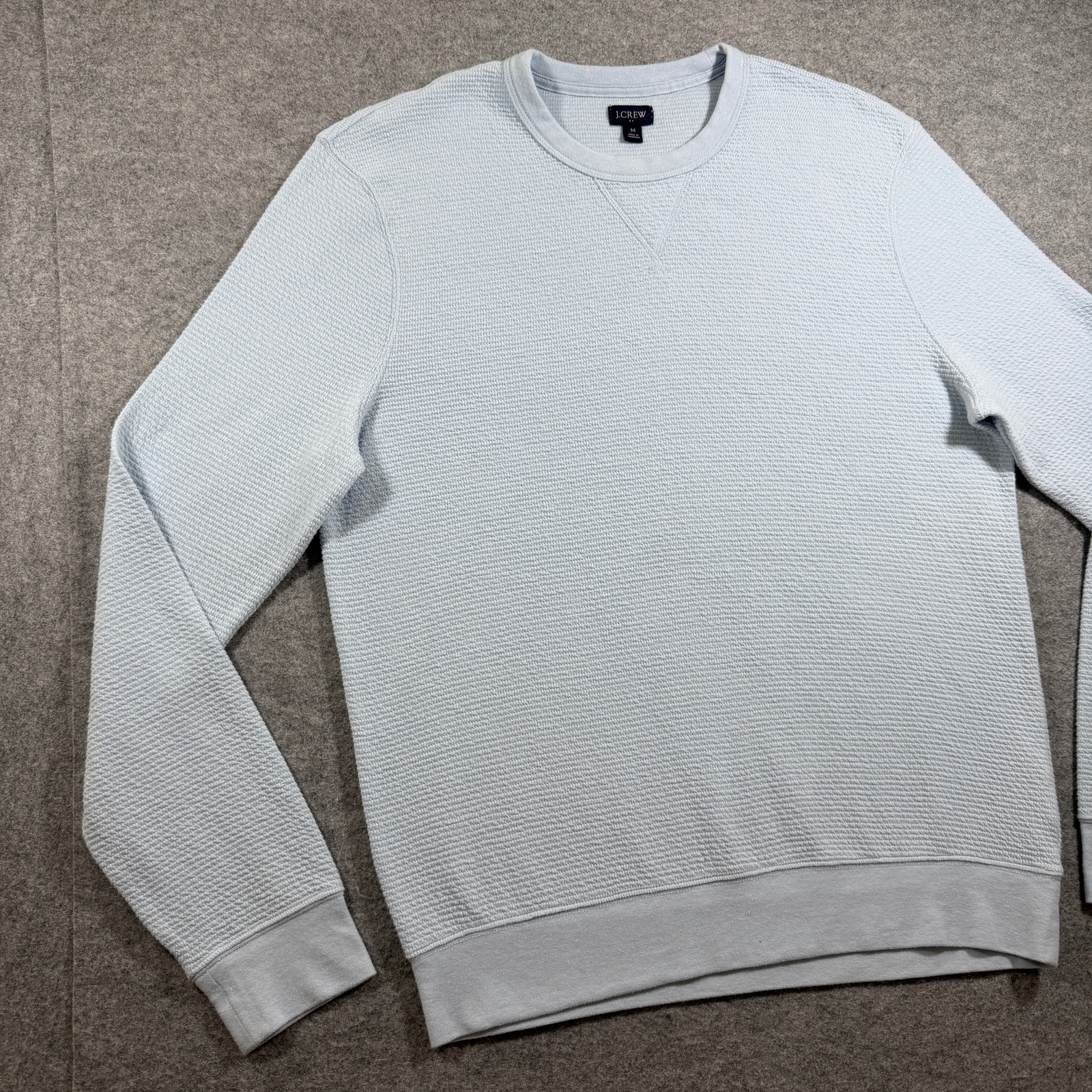 J. Crew Waffle Knit Sweatshirt Mens M Light Blue Crewneck Cotton Casual Pullover thumbnail 5