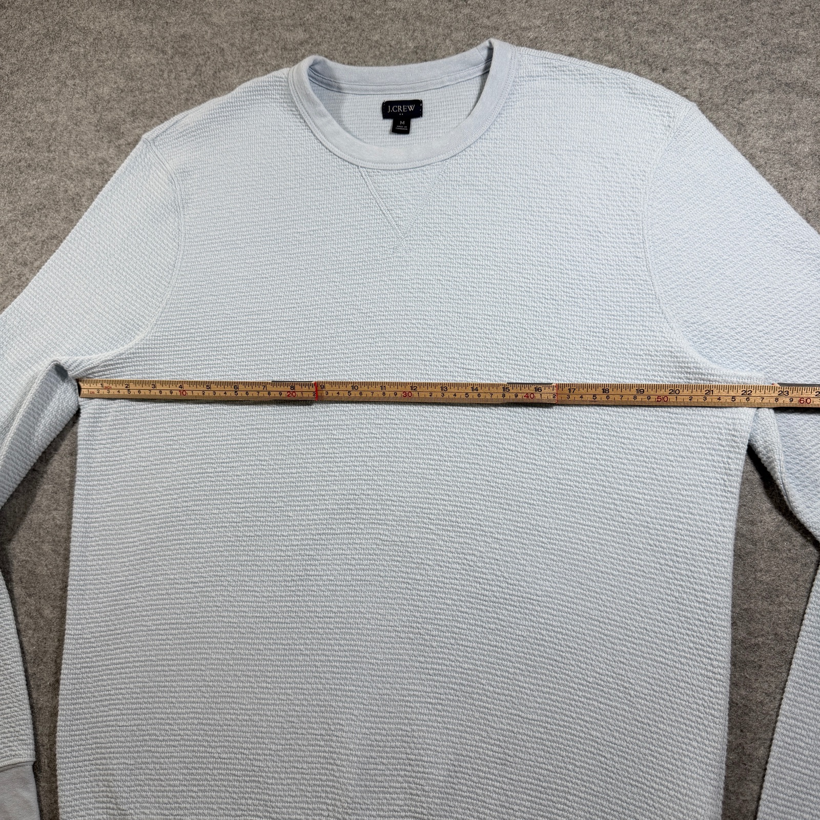 J. Crew Waffle Knit Sweatshirt Mens M Light Blue Crewneck Cotton Casual Pullover thumbnail 6