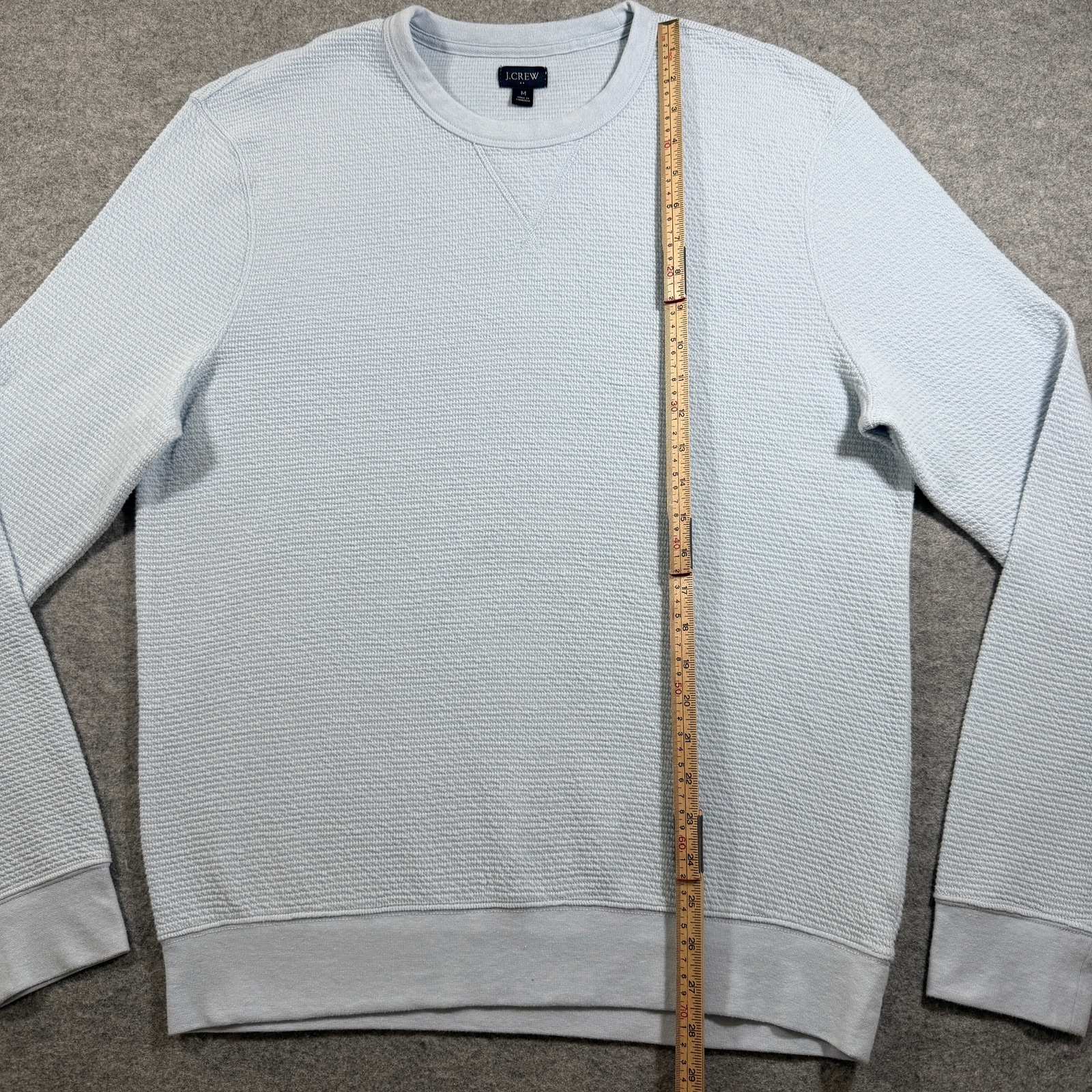 J. Crew Waffle Knit Sweatshirt Mens M Light Blue Crewneck Cotton Casual Pullover thumbnail 7