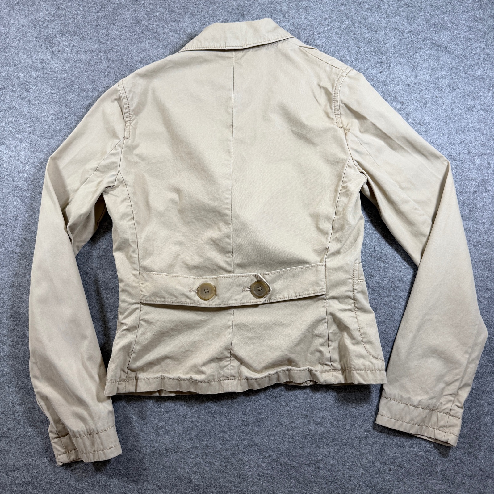 Banana Republic Cotton Blazer Womens XS Khaki Beige Notch Lapel Fitted Tailored thumbnail 2