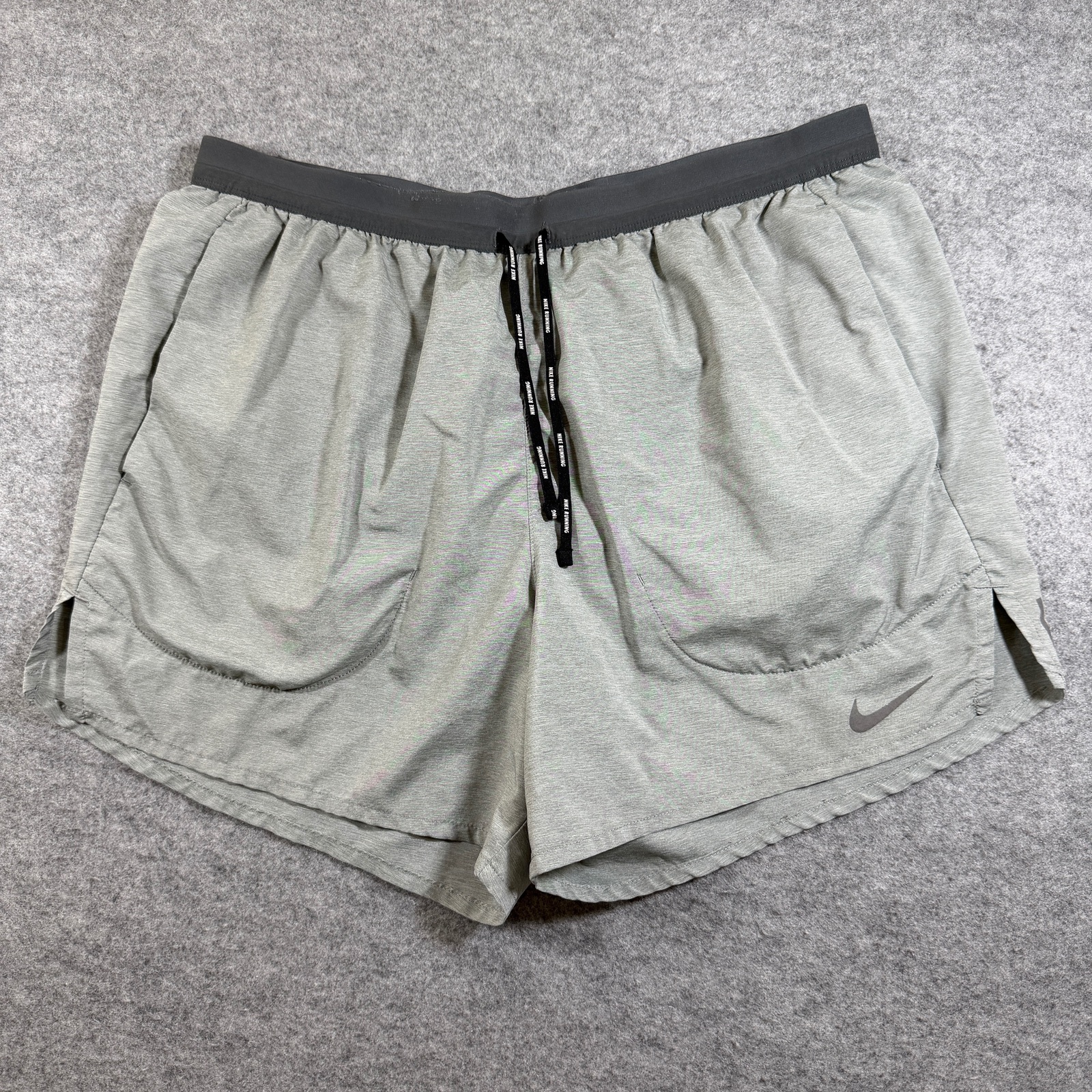 Nike Dri-Fit Running Shorts Mens L Heather Gray Side Slits Lined Athletic Gym