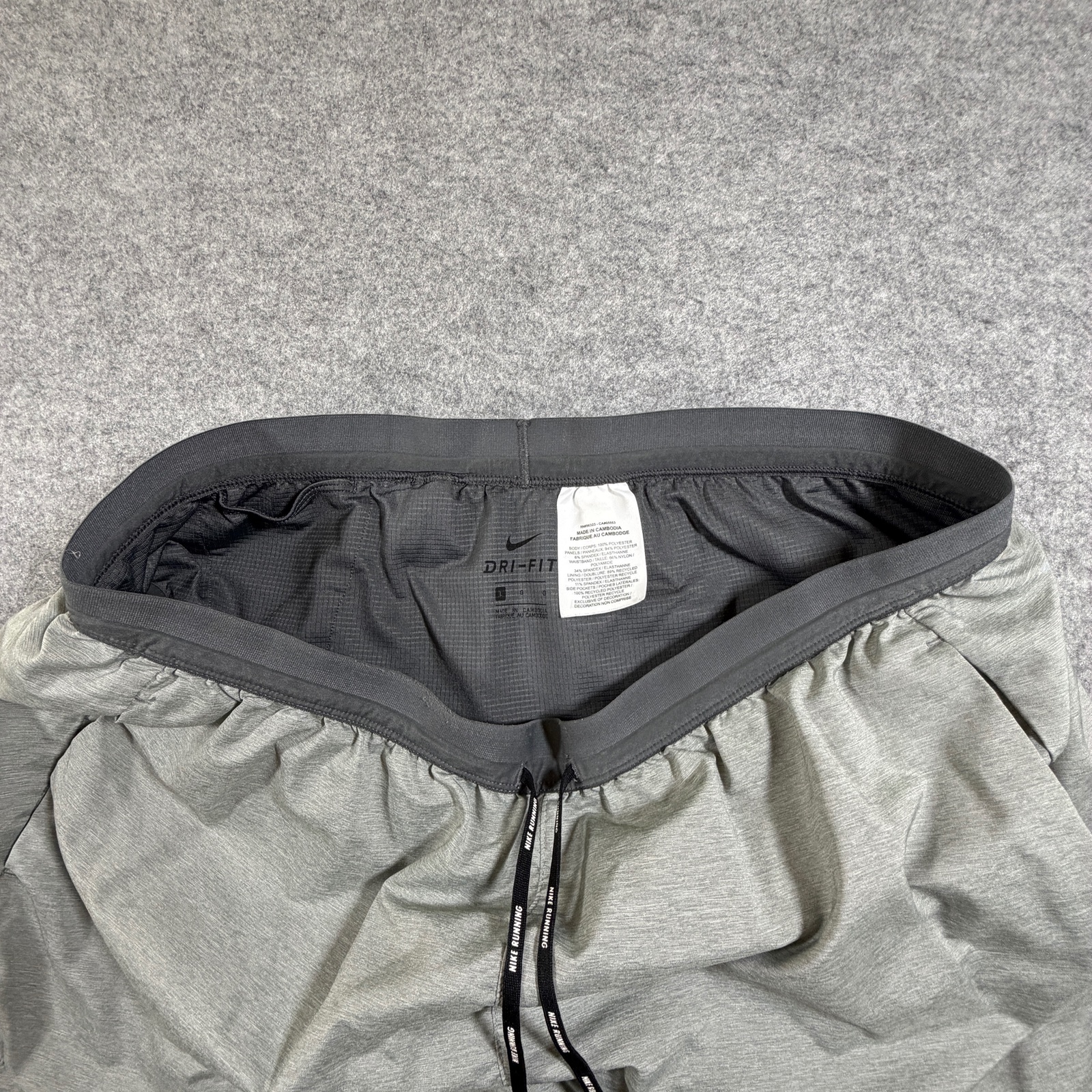 Nike Dri-Fit Running Shorts Mens L Heather Gray Side Slits Lined Athletic Gym thumbnail 3