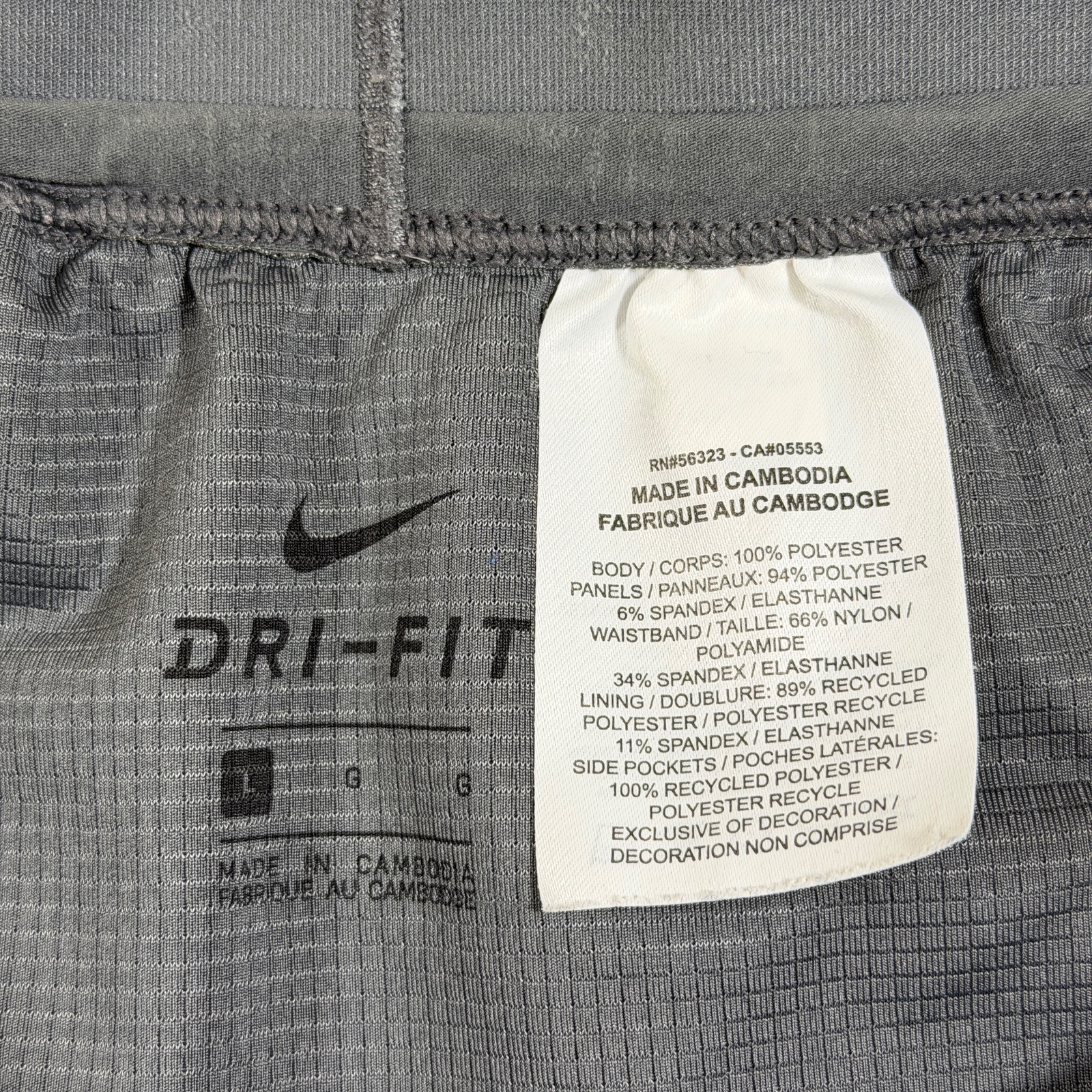 Nike Dri-Fit Running Shorts Mens L Heather Gray Side Slits Lined Athletic Gym thumbnail 5
