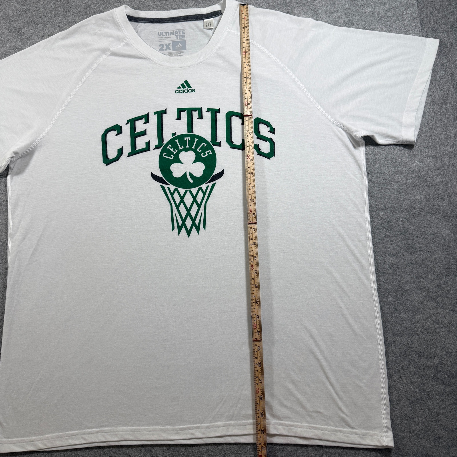 Adidas Boston Celtics Ultimate T Shirt Mens 2XL White NBA Shamrock Graphic Fan thumbnail 6
