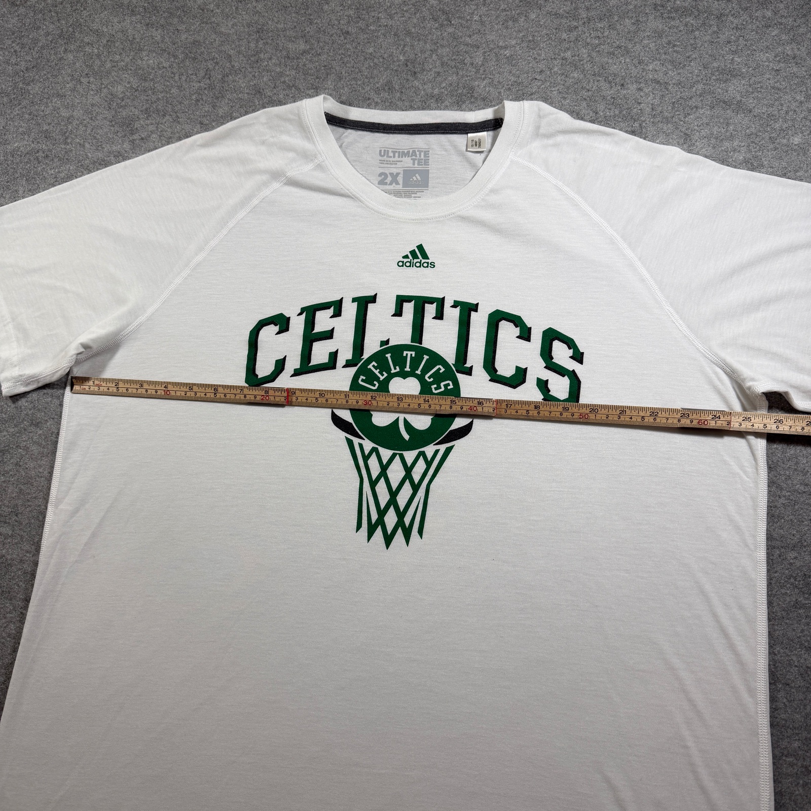 Adidas Boston Celtics Ultimate T Shirt Mens 2XL White NBA Shamrock Graphic Fan thumbnail 7