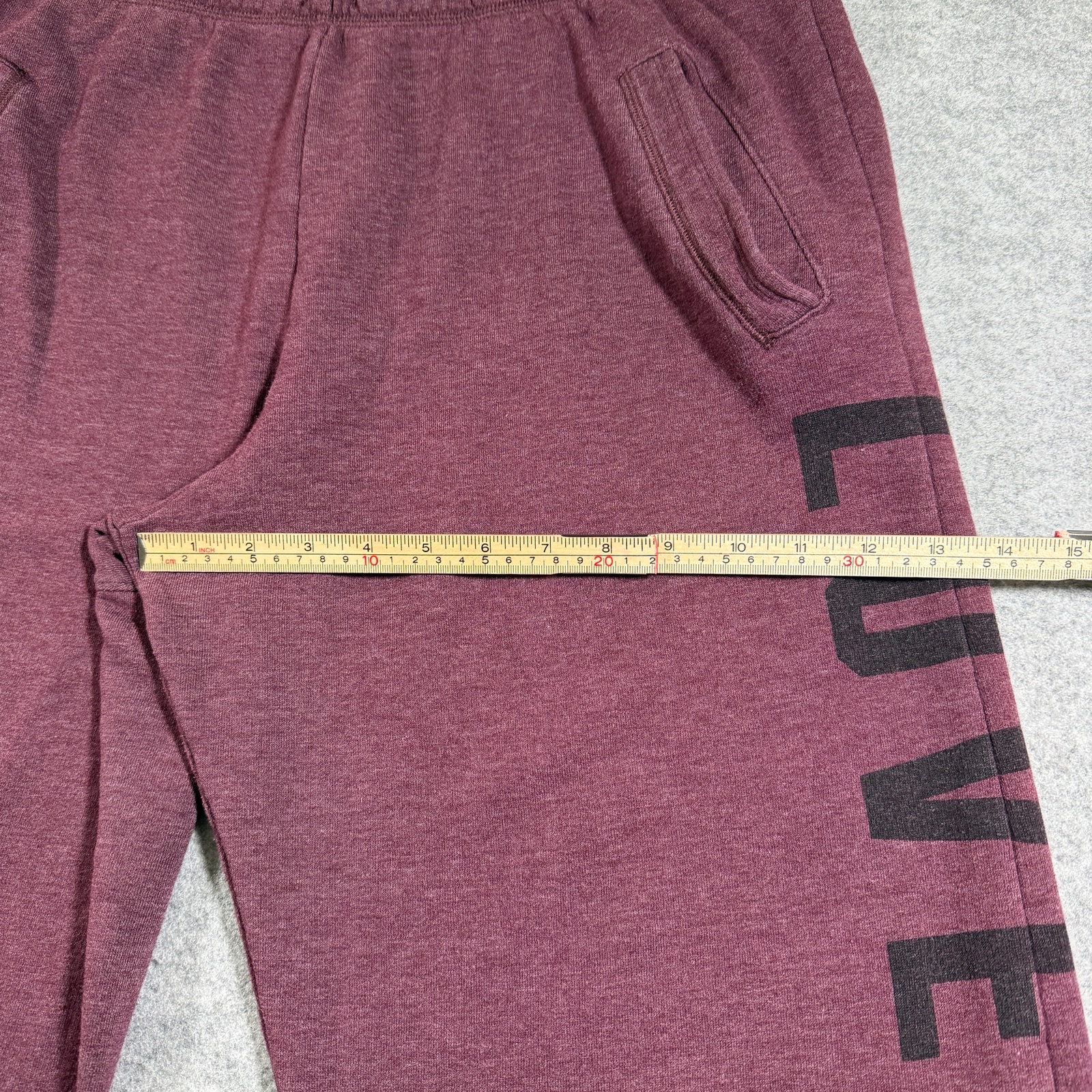 PINK Victorias Secret Love Pink Sweatpants Womens L Maroon Raw Hem Cotton Lounge thumbnail 8