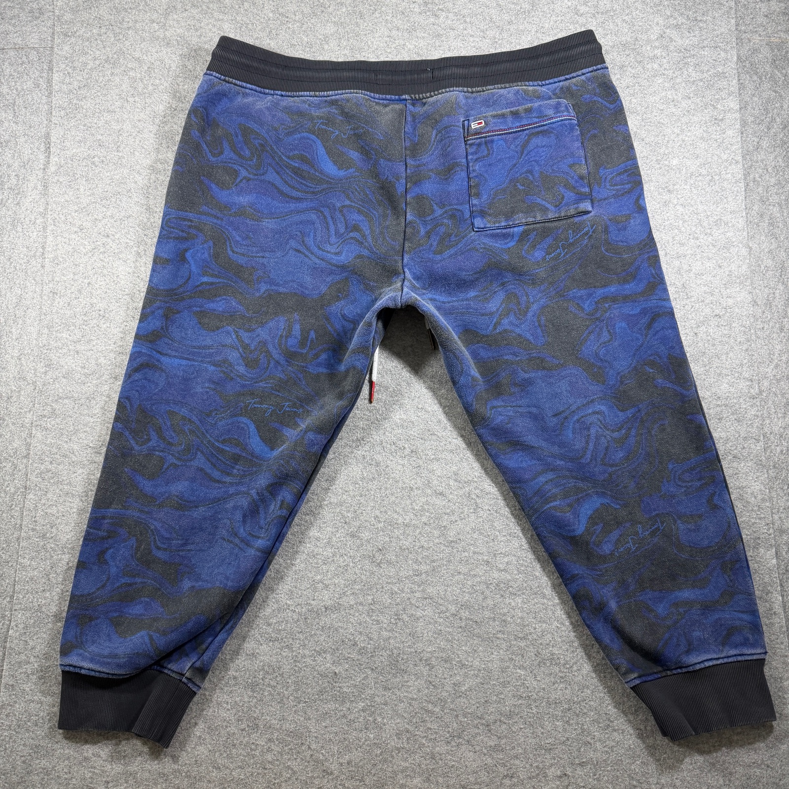 Vintage Tommy Jeans Joggers Mens XXL Blue Black Marble Print Sweatpants Casual thumbnail 2