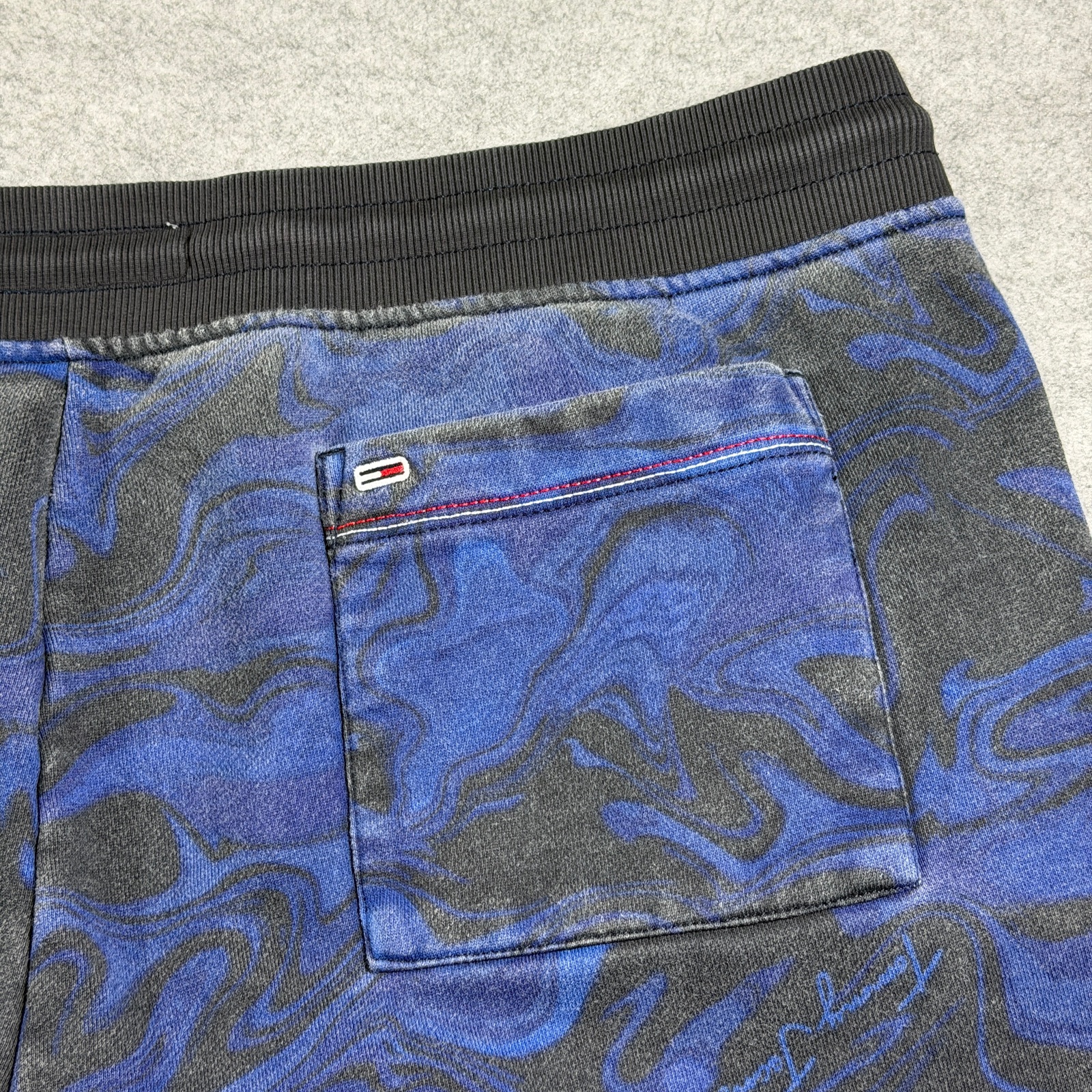 Vintage Tommy Jeans Joggers Mens XXL Blue Black Marble Print Sweatpants Casual thumbnail 4