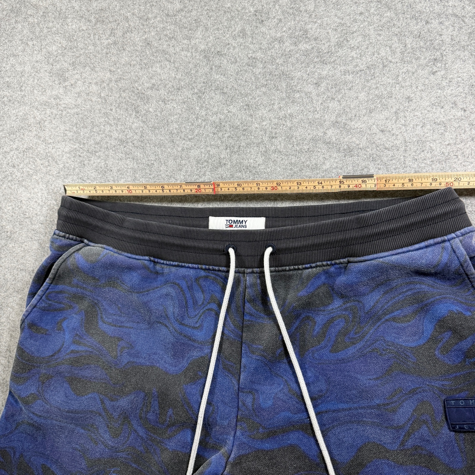 Vintage Tommy Jeans Joggers Mens XXL Blue Black Marble Print Sweatpants Casual thumbnail 7