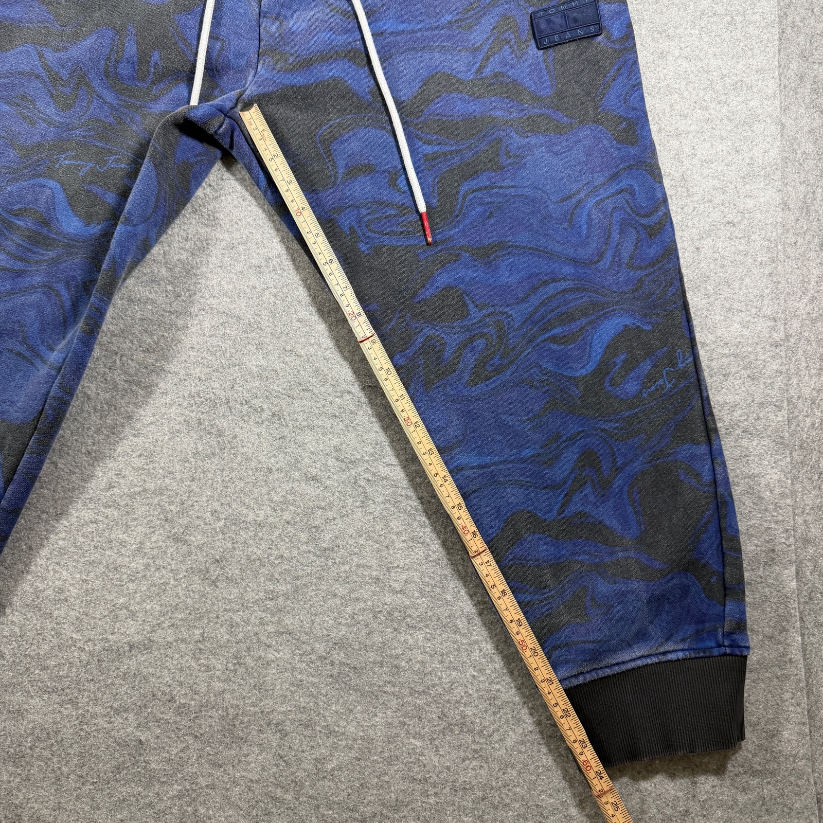 Vintage Tommy Jeans Joggers Mens XXL Blue Black Marble Print Sweatpants Casual thumbnail 8