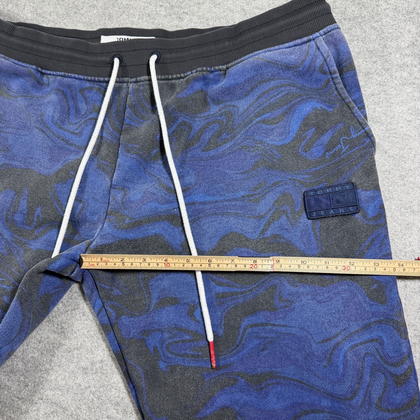 Vintage Tommy Jeans Joggers Mens XXL Blue Black Marble Print Sweatpants Casual thumbnail 10