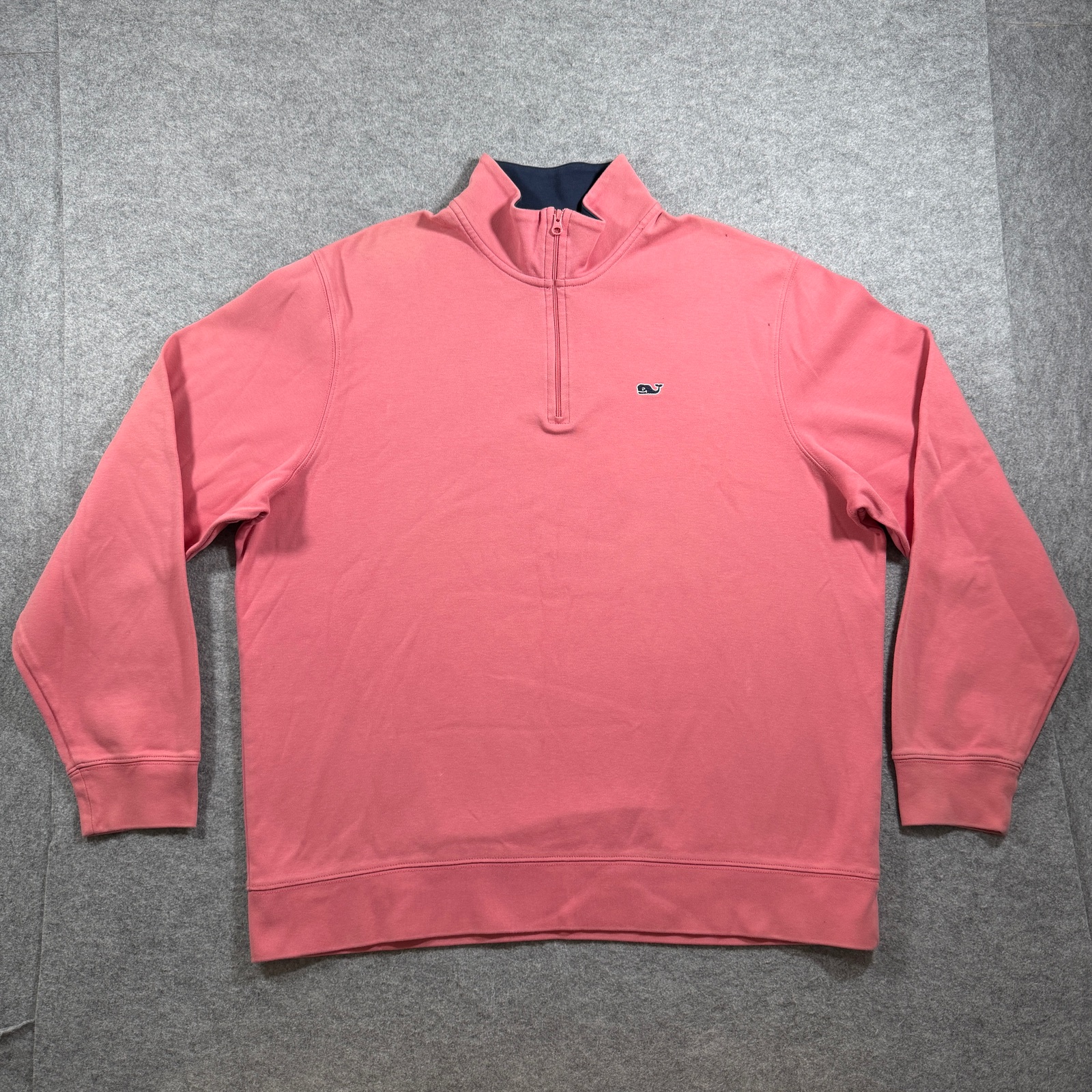 Vineyard Vines Whale Shep Shirt Mens L Coral Pink Quarter Zip Cotton Pullover