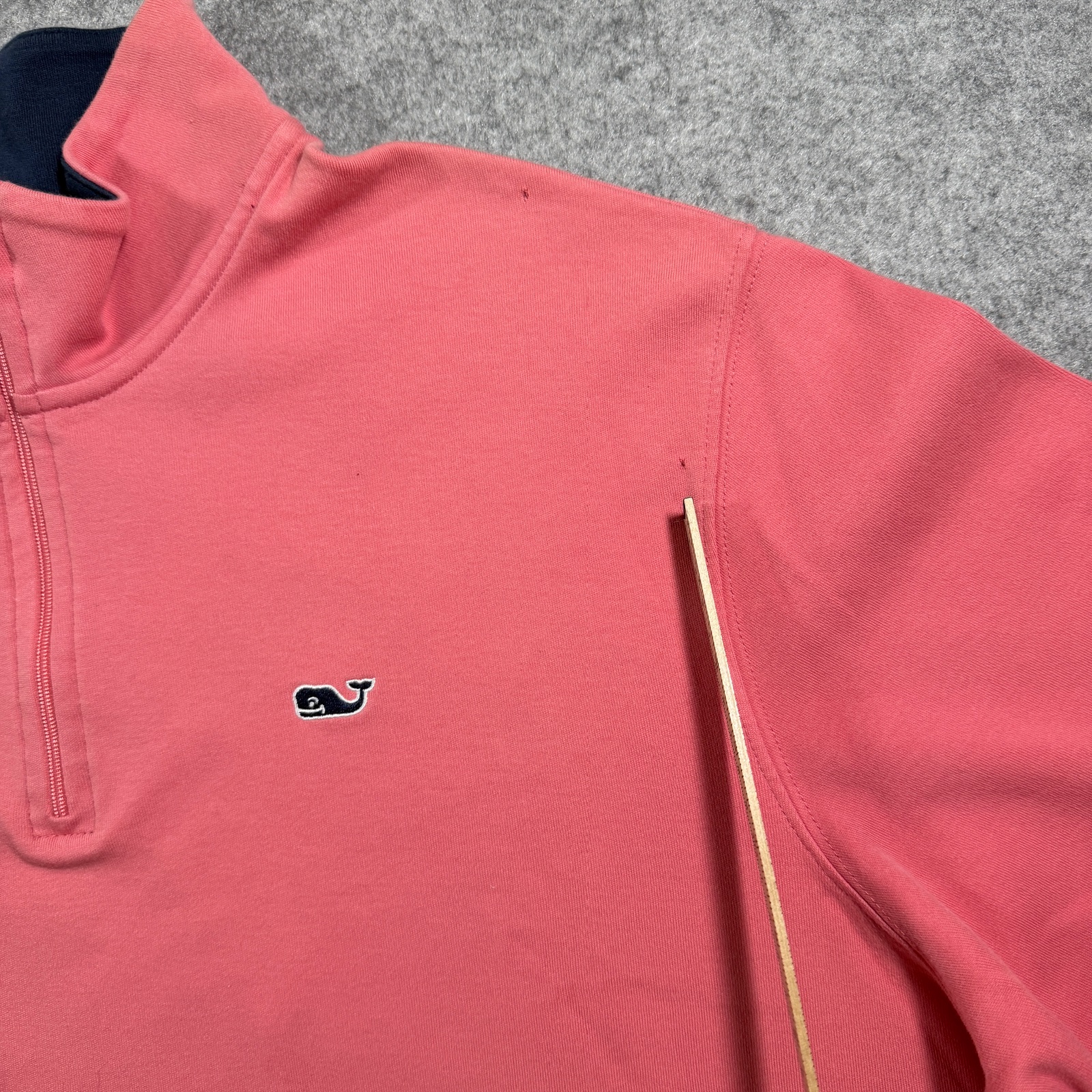 Vineyard Vines Whale Shep Shirt Mens L Coral Pink Quarter Zip Cotton Pullover thumbnail 4