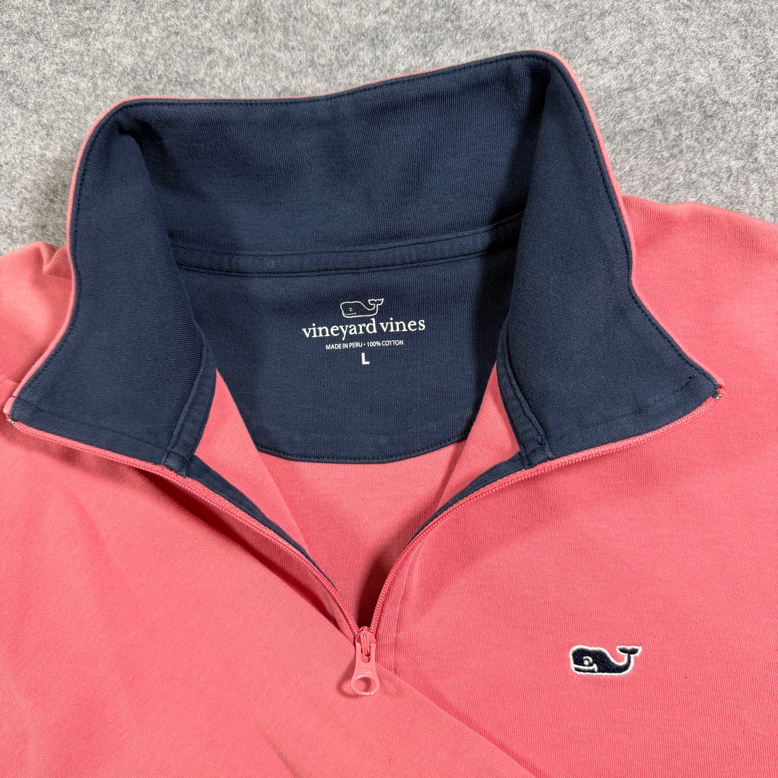 Vineyard Vines Whale Shep Shirt Mens L Coral Pink Quarter Zip Cotton Pullover thumbnail 5