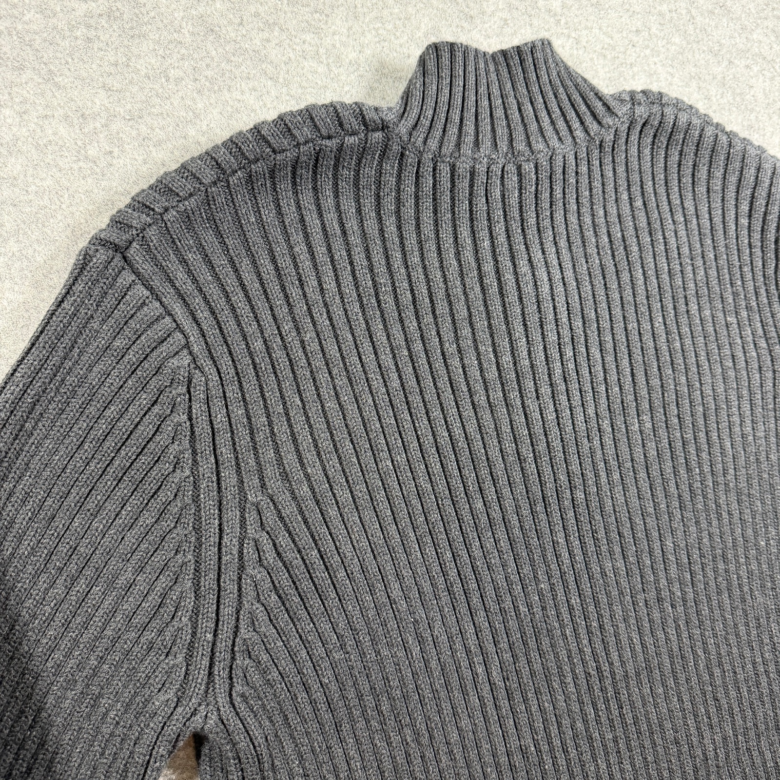 Vintage 90s Lands End 1/4 Zip Knit Sweater Mens XL Gray Heavyweight Cotton Japan thumbnail 5