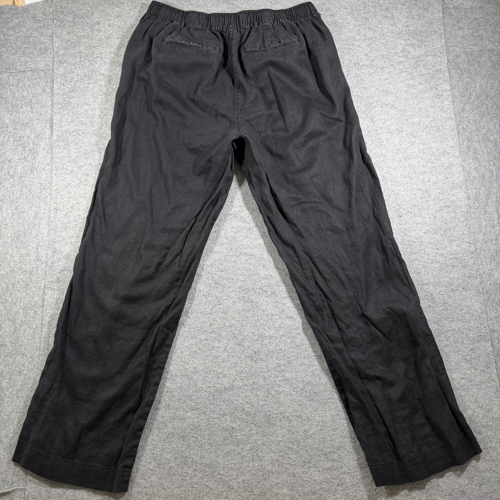 Vince Camuto Pants Womens L Black 100% Linen Elastic Waist Relaxed Fit Trousers thumbnail 2