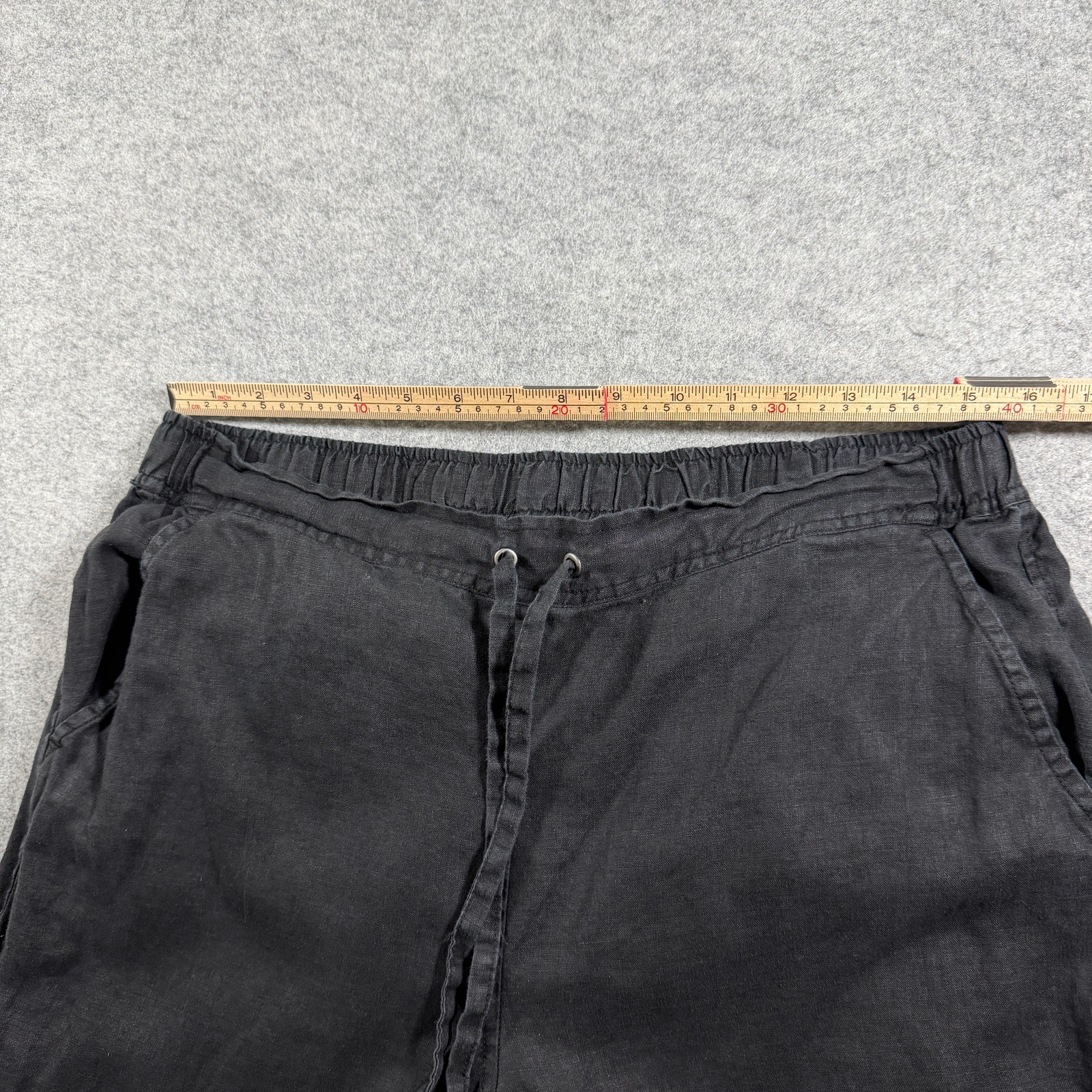 Vince Camuto Pants Womens L Black 100% Linen Elastic Waist Relaxed Fit Trousers thumbnail 5