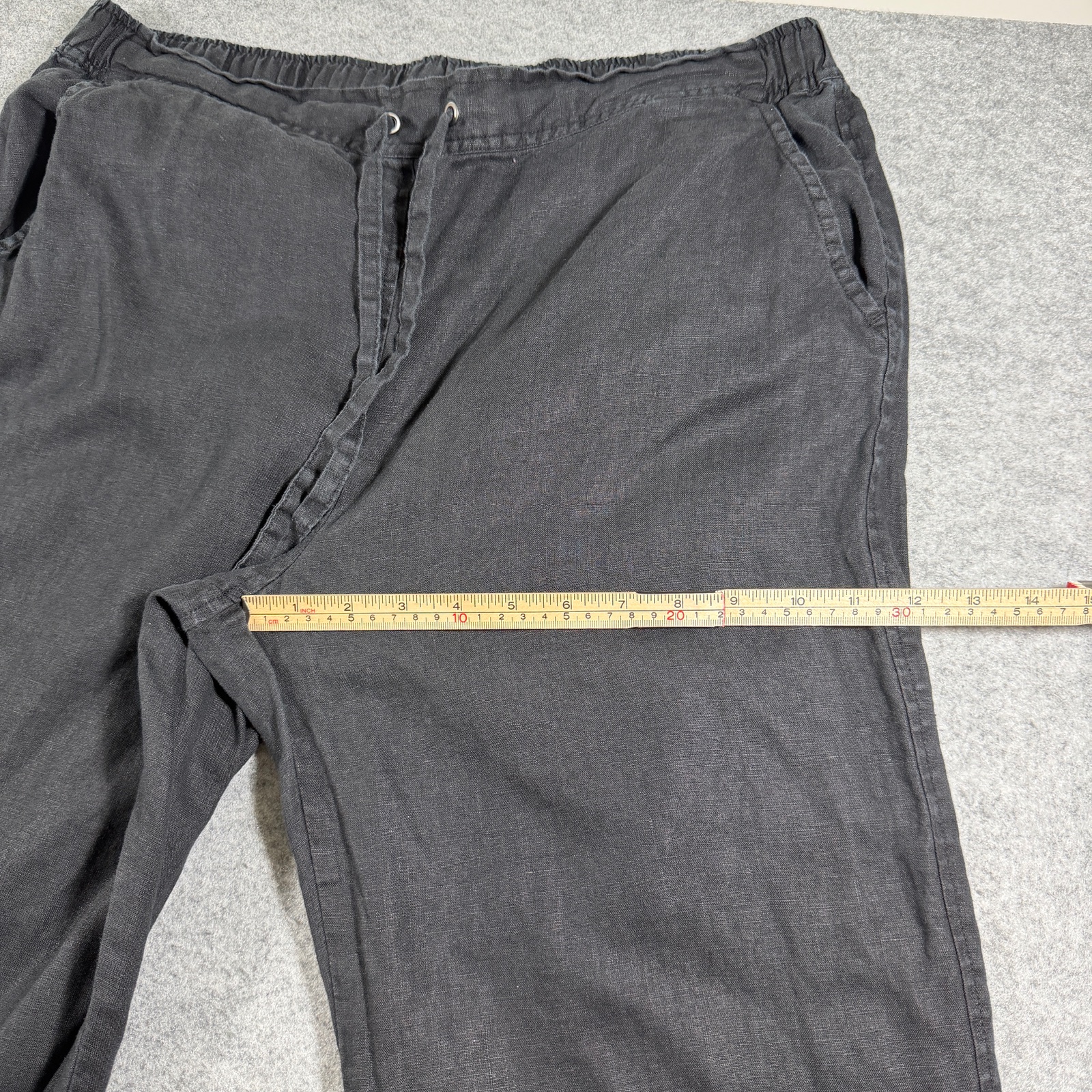 Vince Camuto Pants Womens L Black 100% Linen Elastic Waist Relaxed Fit Trousers thumbnail 7