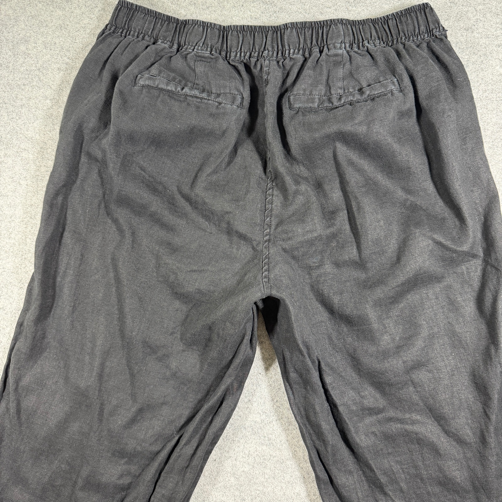 Vince Camuto Pants Womens L Black 100% Linen Elastic Waist Relaxed Fit Trousers thumbnail 8