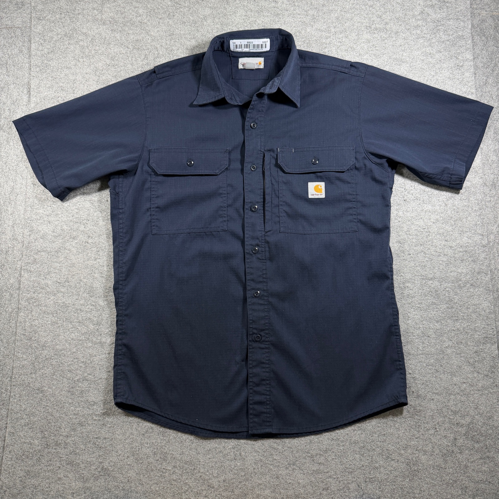 Carhartt Rugged Flex Ripstop Utility Work Shirt Mens M Navy Button Up Stretch SS