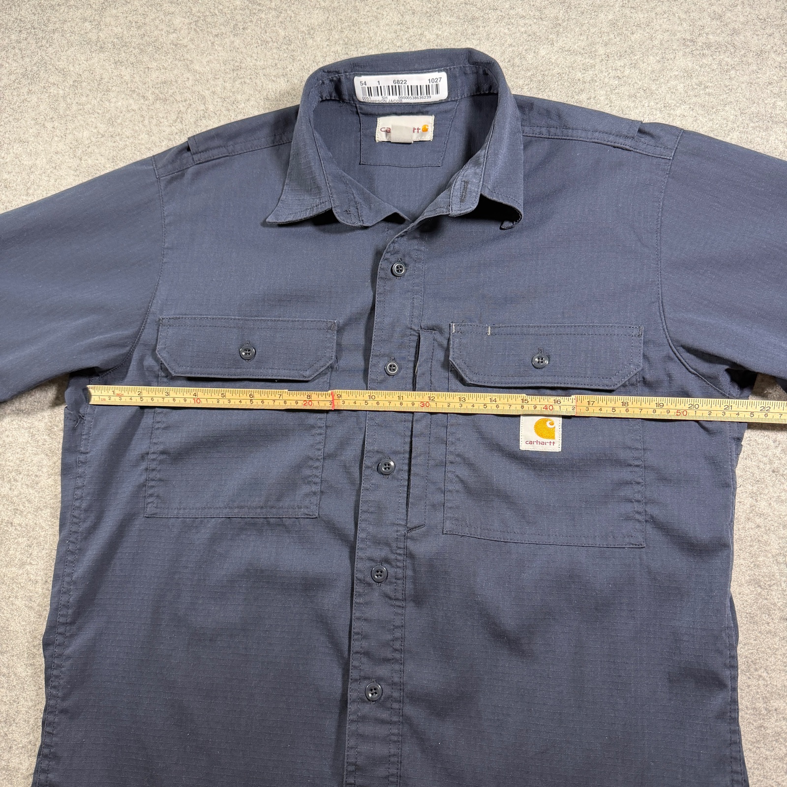 Carhartt Rugged Flex Ripstop Utility Work Shirt Mens M Navy Button Up Stretch SS thumbnail 6