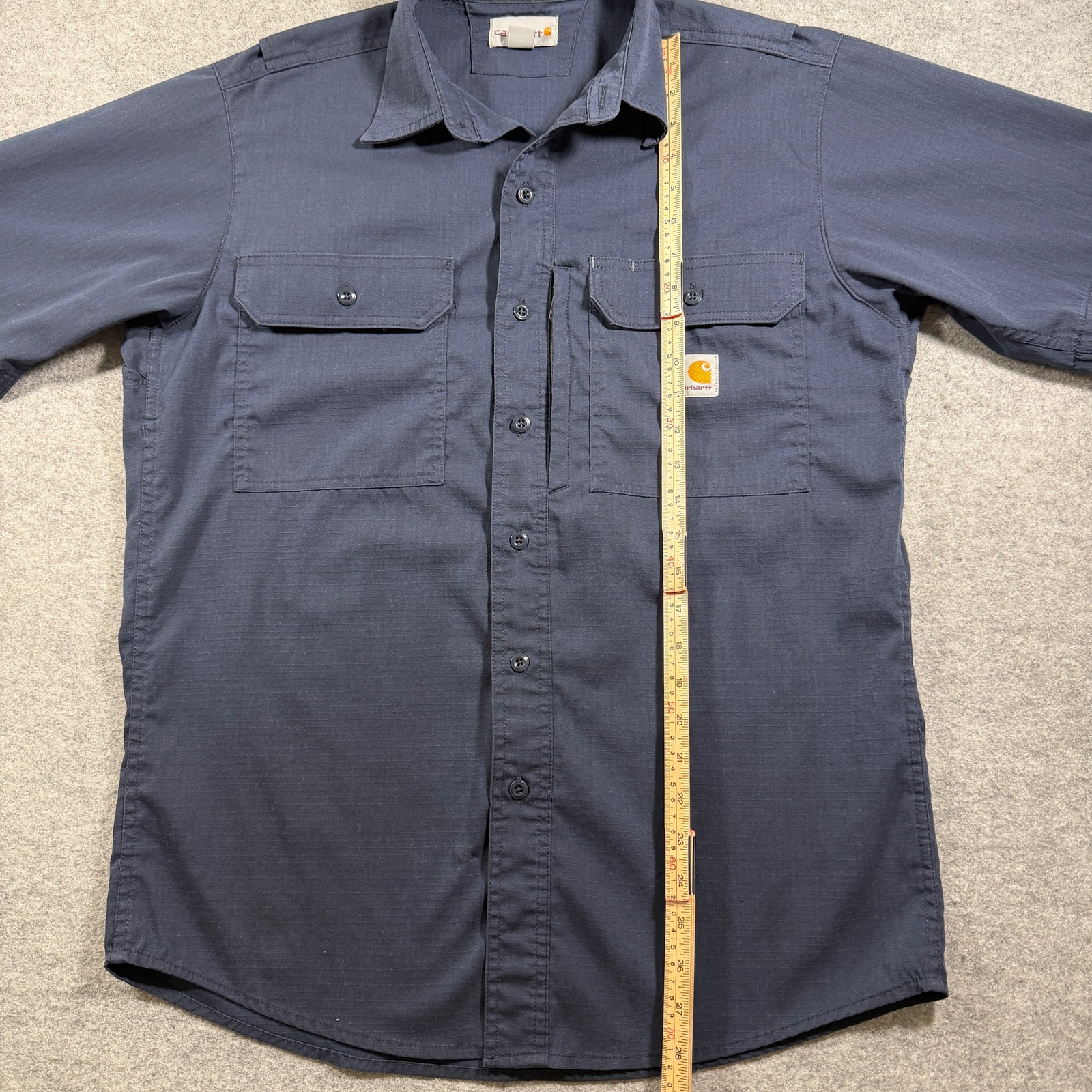 Carhartt Rugged Flex Ripstop Utility Work Shirt Mens M Navy Button Up Stretch SS thumbnail 7