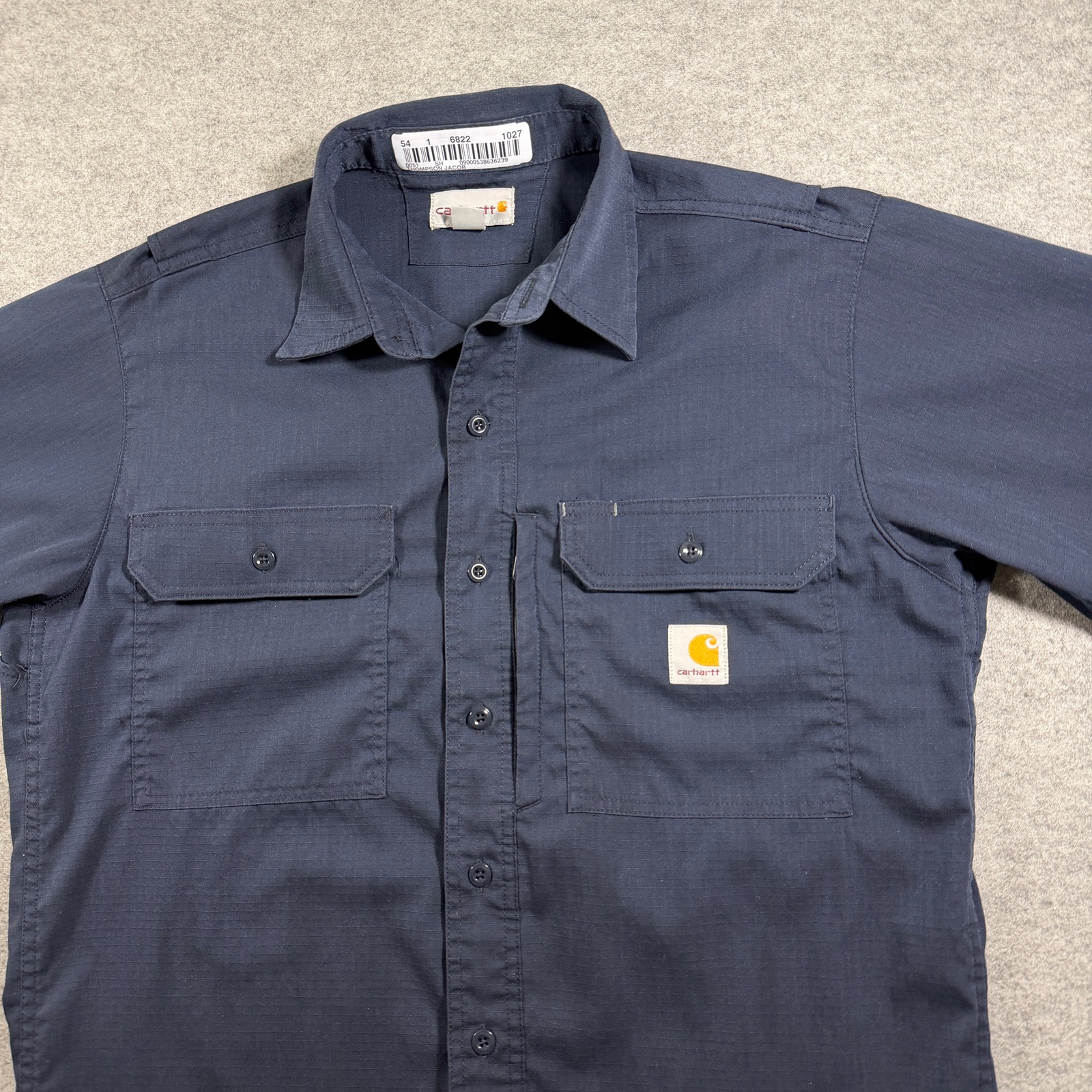 Carhartt Rugged Flex Ripstop Utility Work Shirt Mens M Navy Button Up Stretch SS thumbnail 9